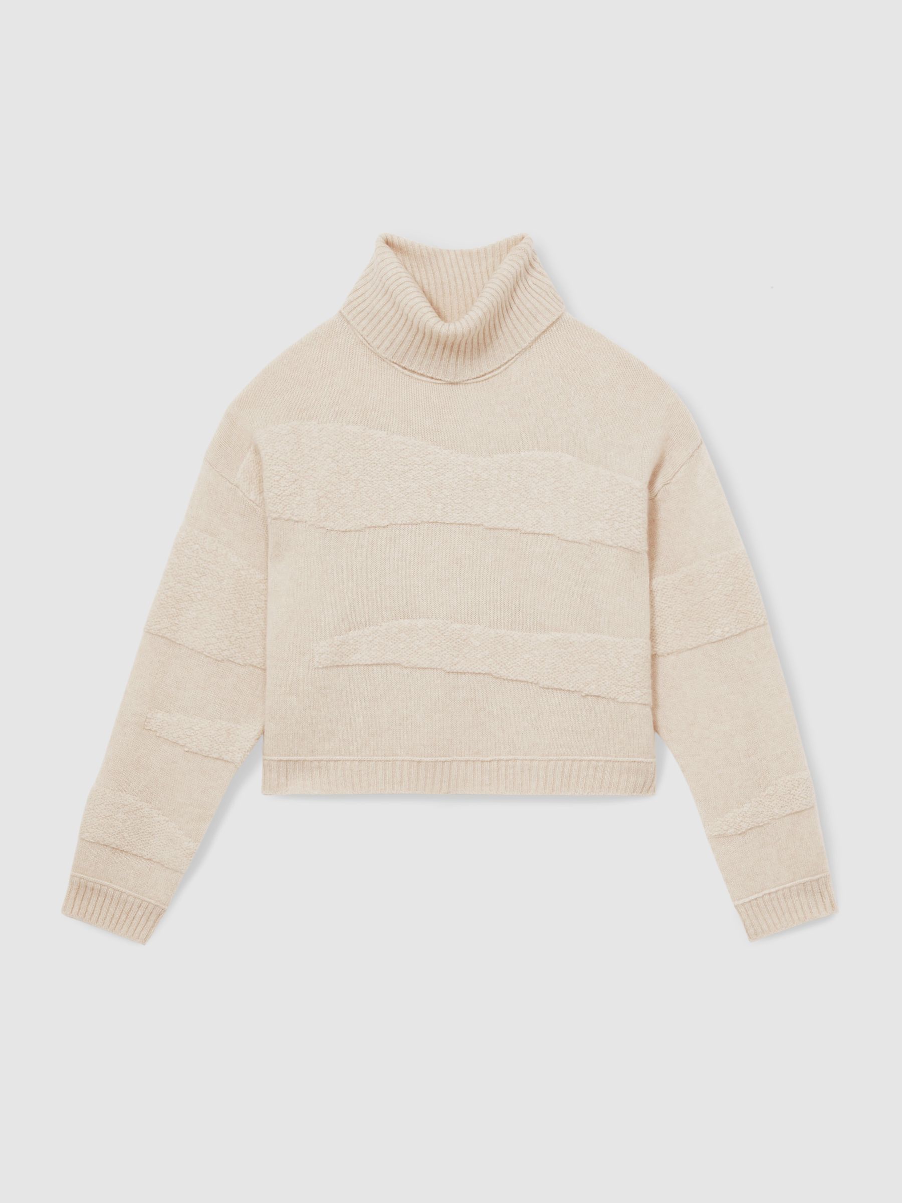 Crush Collection 100% Cashmere Roll-Neck Jumper in Cream