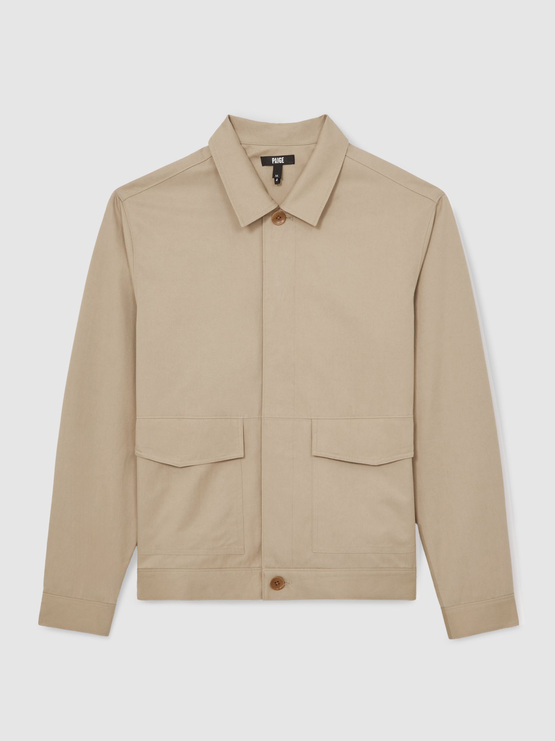 Paige Flap Pocket Worker Jacket in Beige