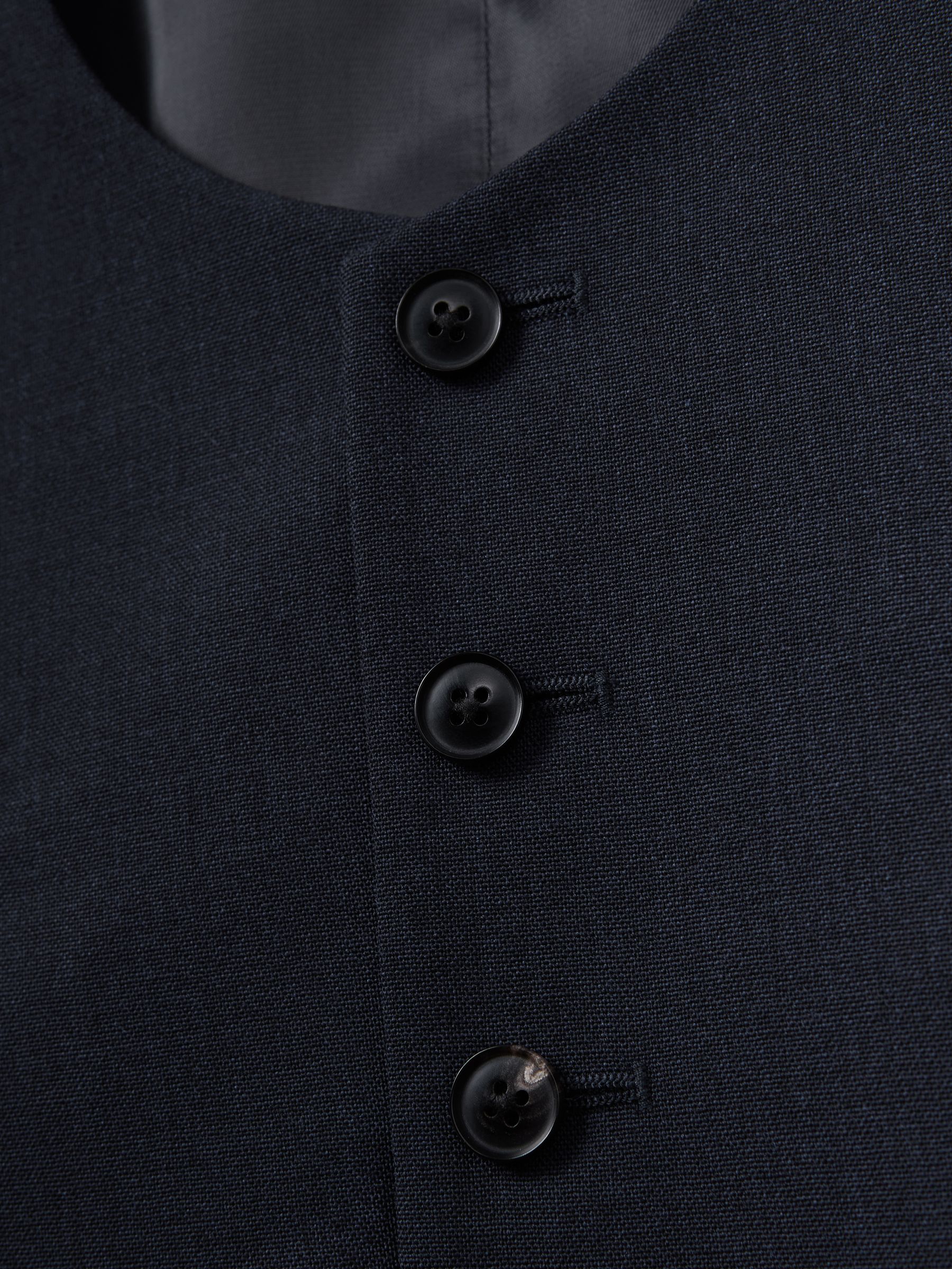 Horse Shoe Slim Fit Wool Waistcoat in Navy
