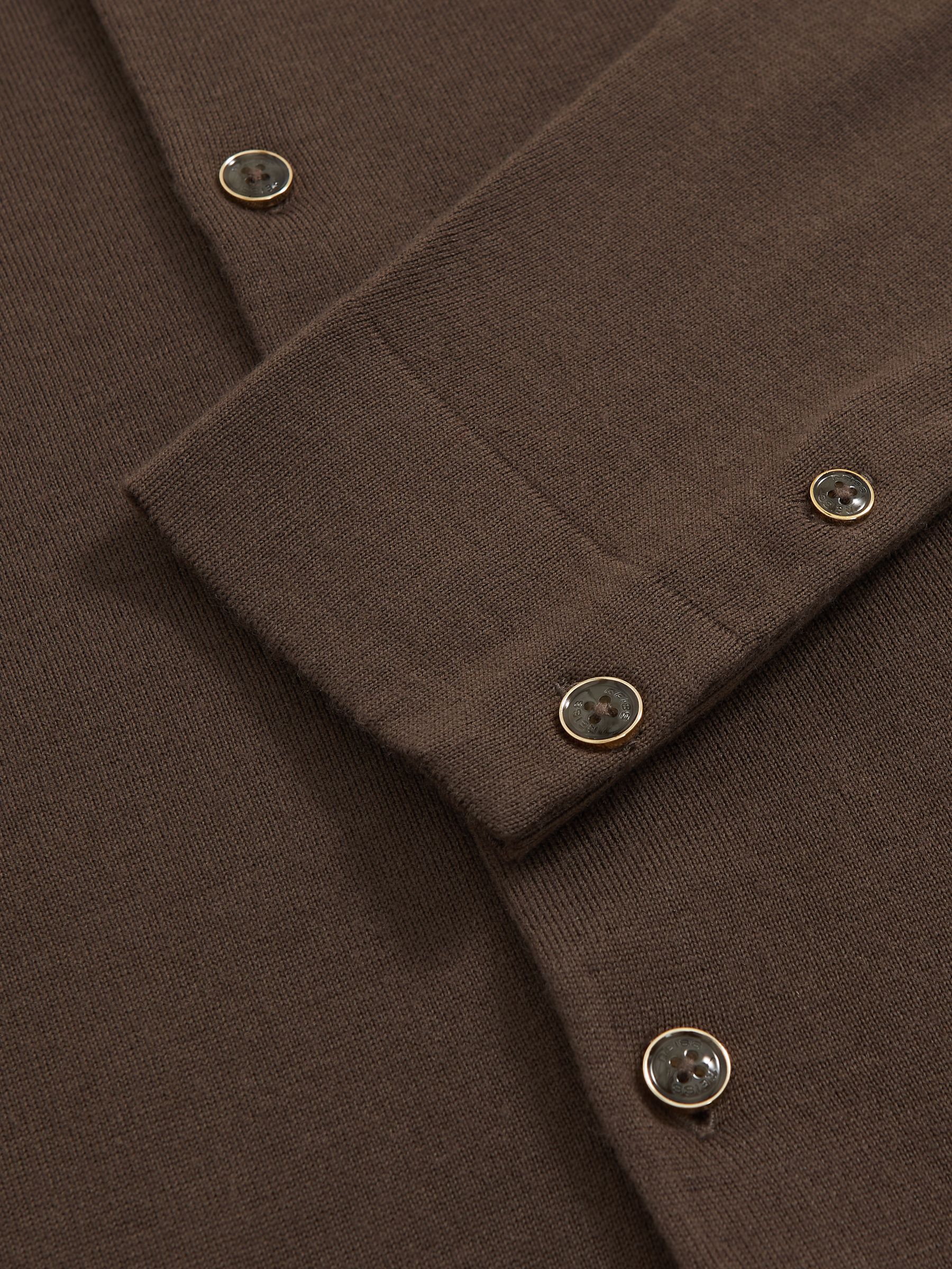 Merino Wool Button-Through Cardigan in Chocolate Brown