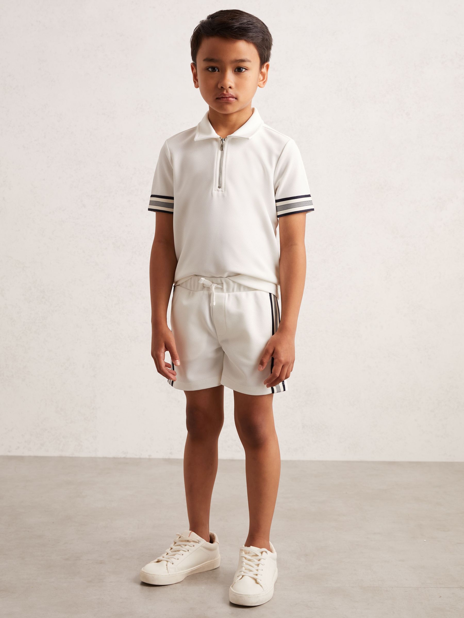 3-9 yrs Side Stripe Textured Shorts in White