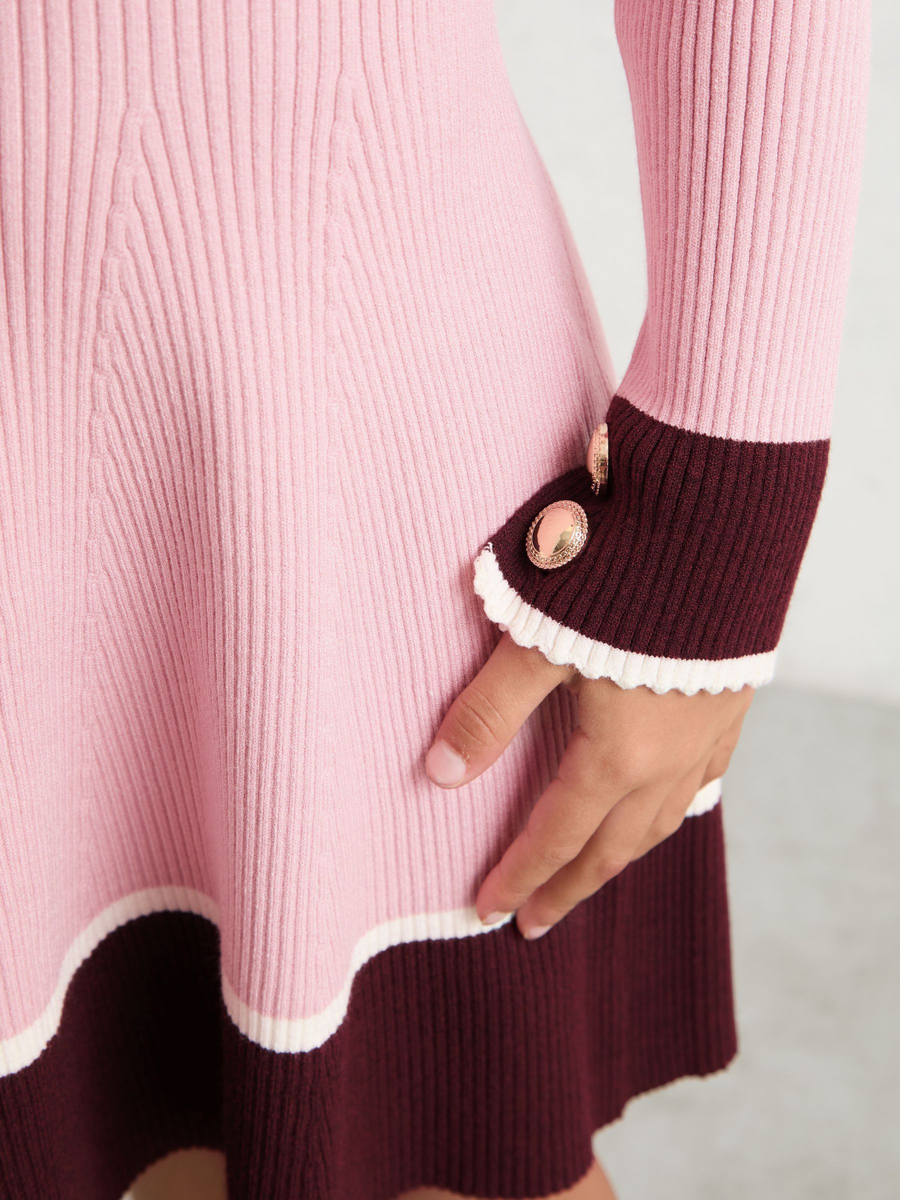 9-13 yrs Scallop-Trim Rib-Knit Dress in Pink