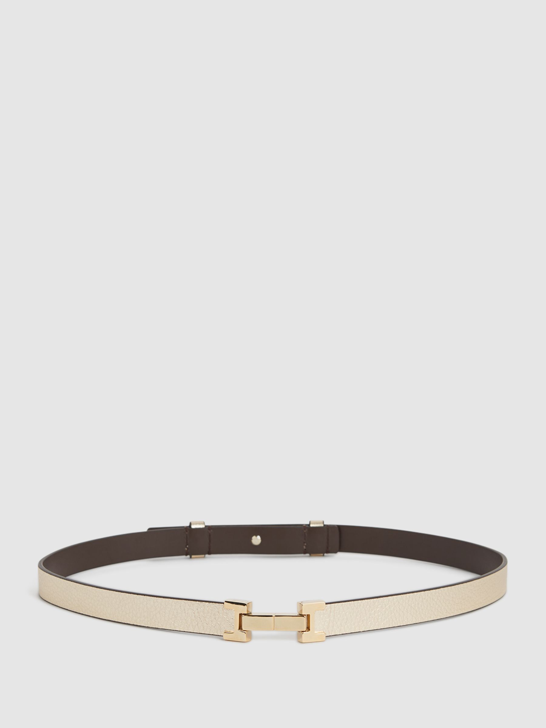 Leather Square Hinge Belt in Gold