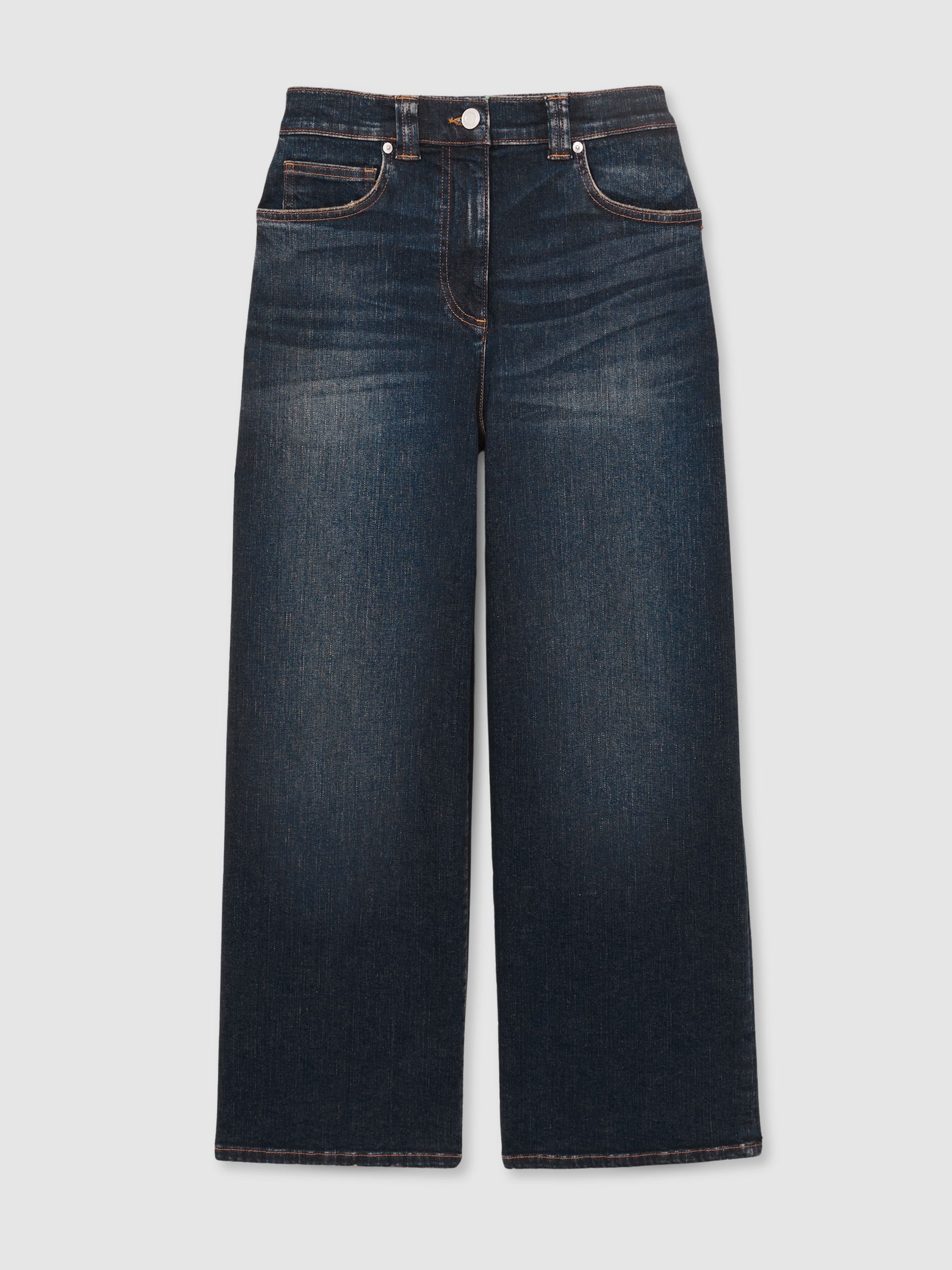 Denim Culotte Jeans in Dark Blue