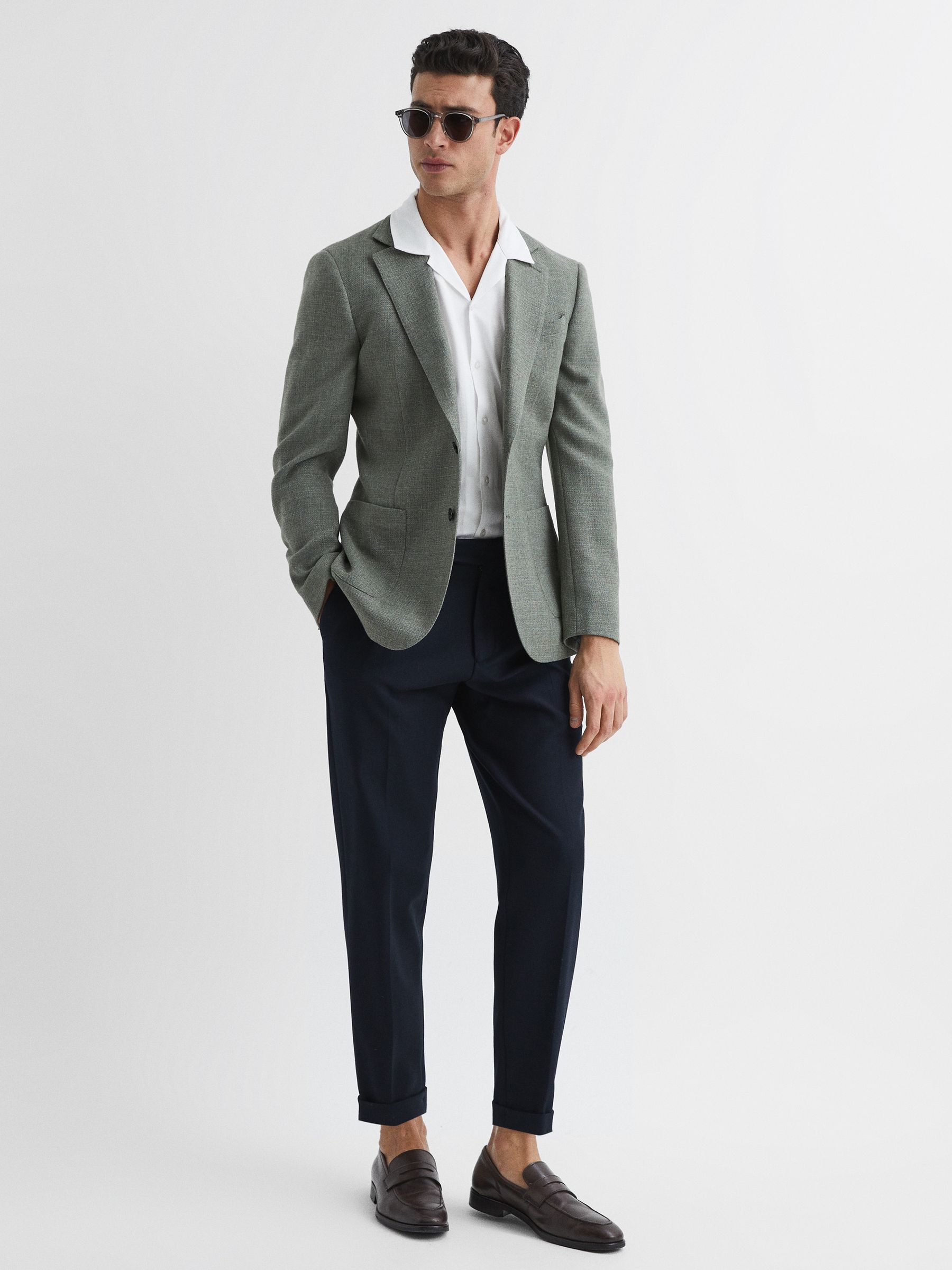 Mercerised Jersey Cuban Collar Shirt in White