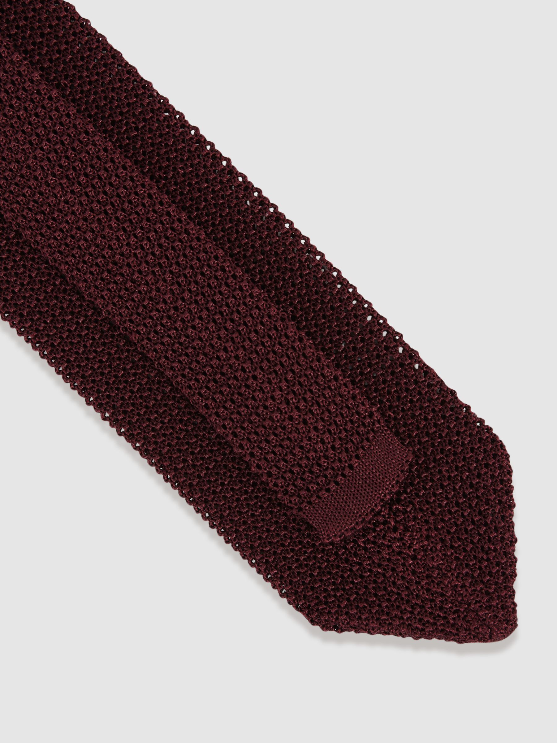 Silk Knitted Tie in Burgundy