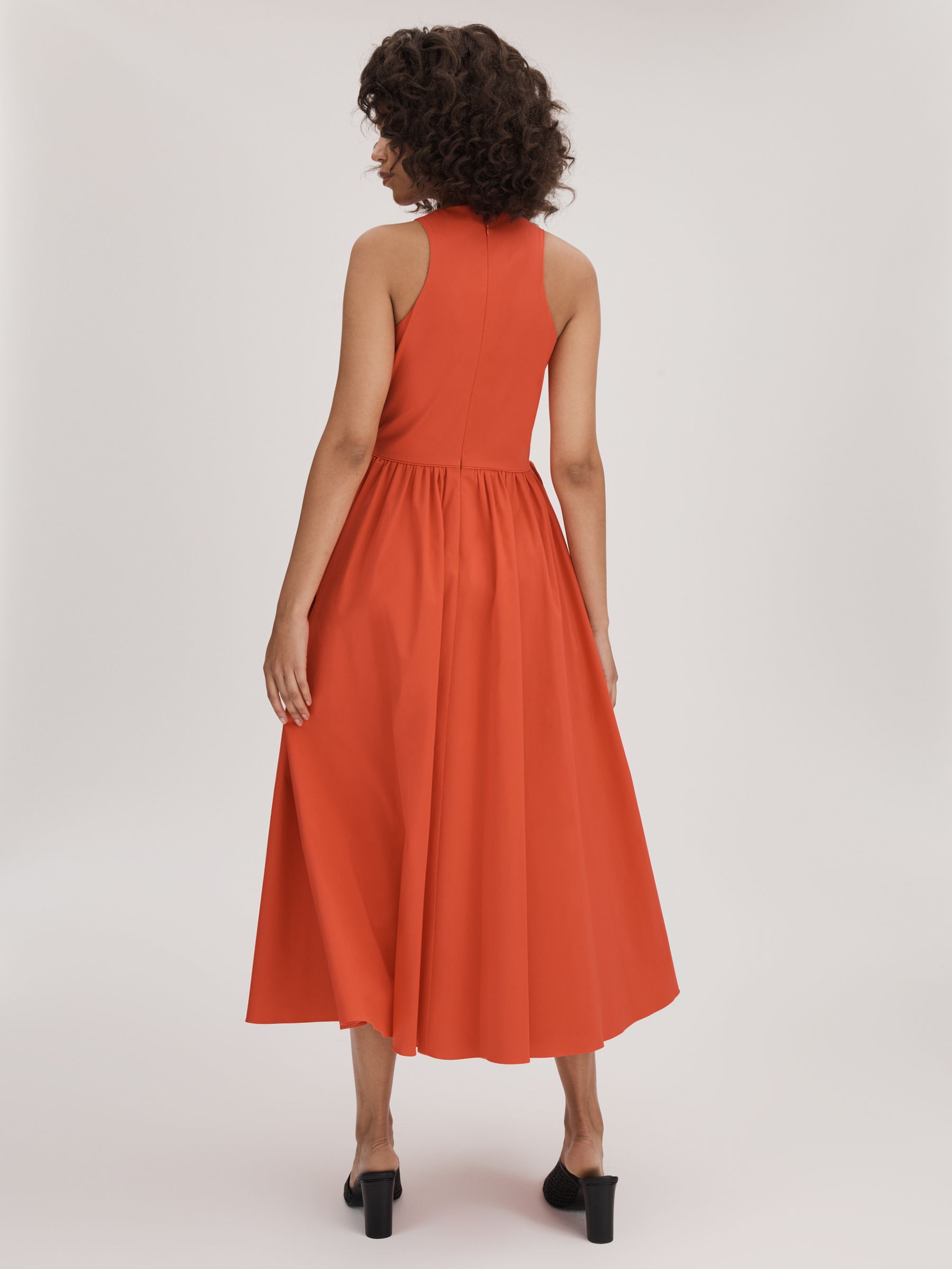 Florere Side Tie Midi Dress in Deep Coral