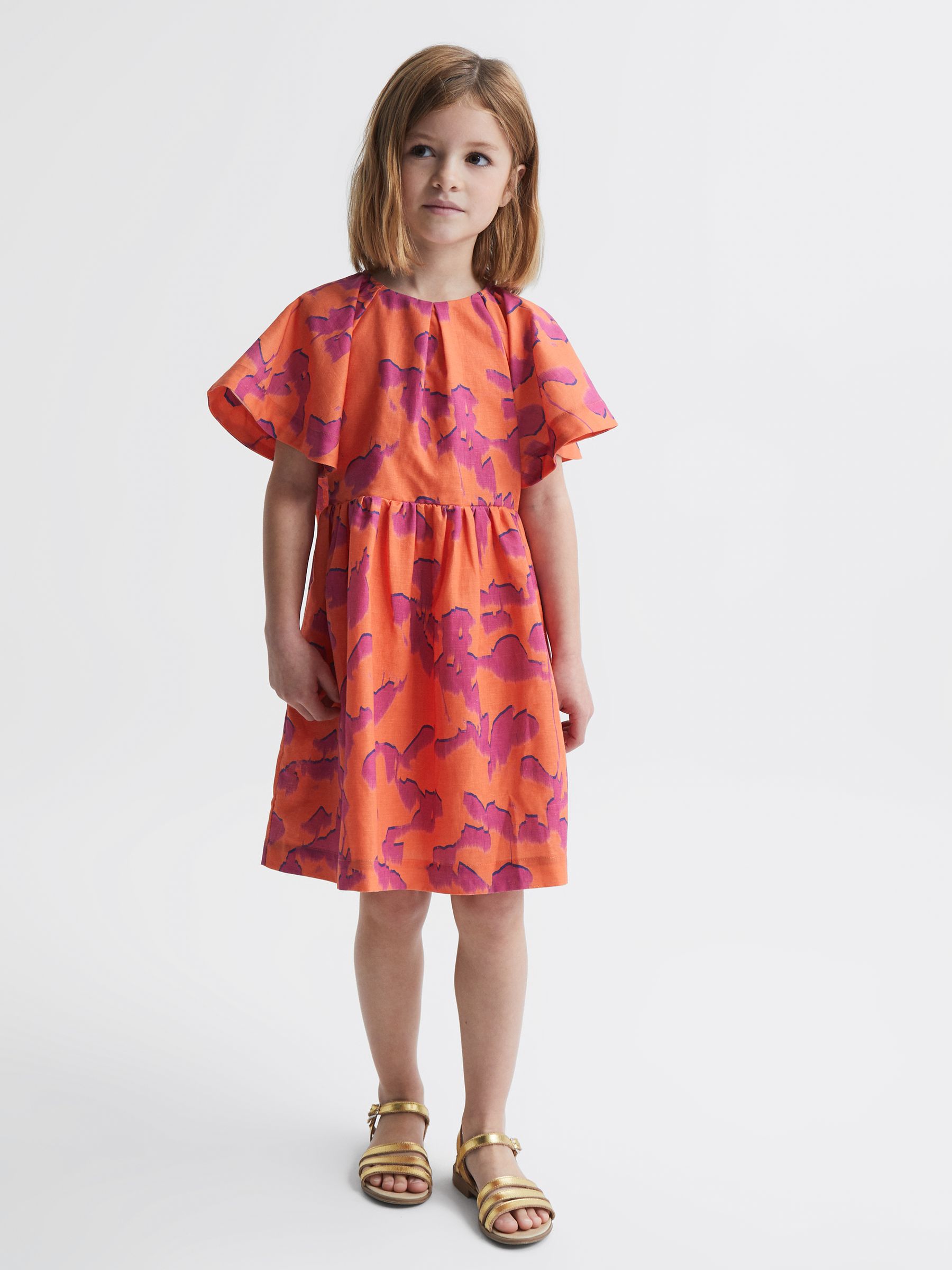 Print Midi Dress in Orange Print