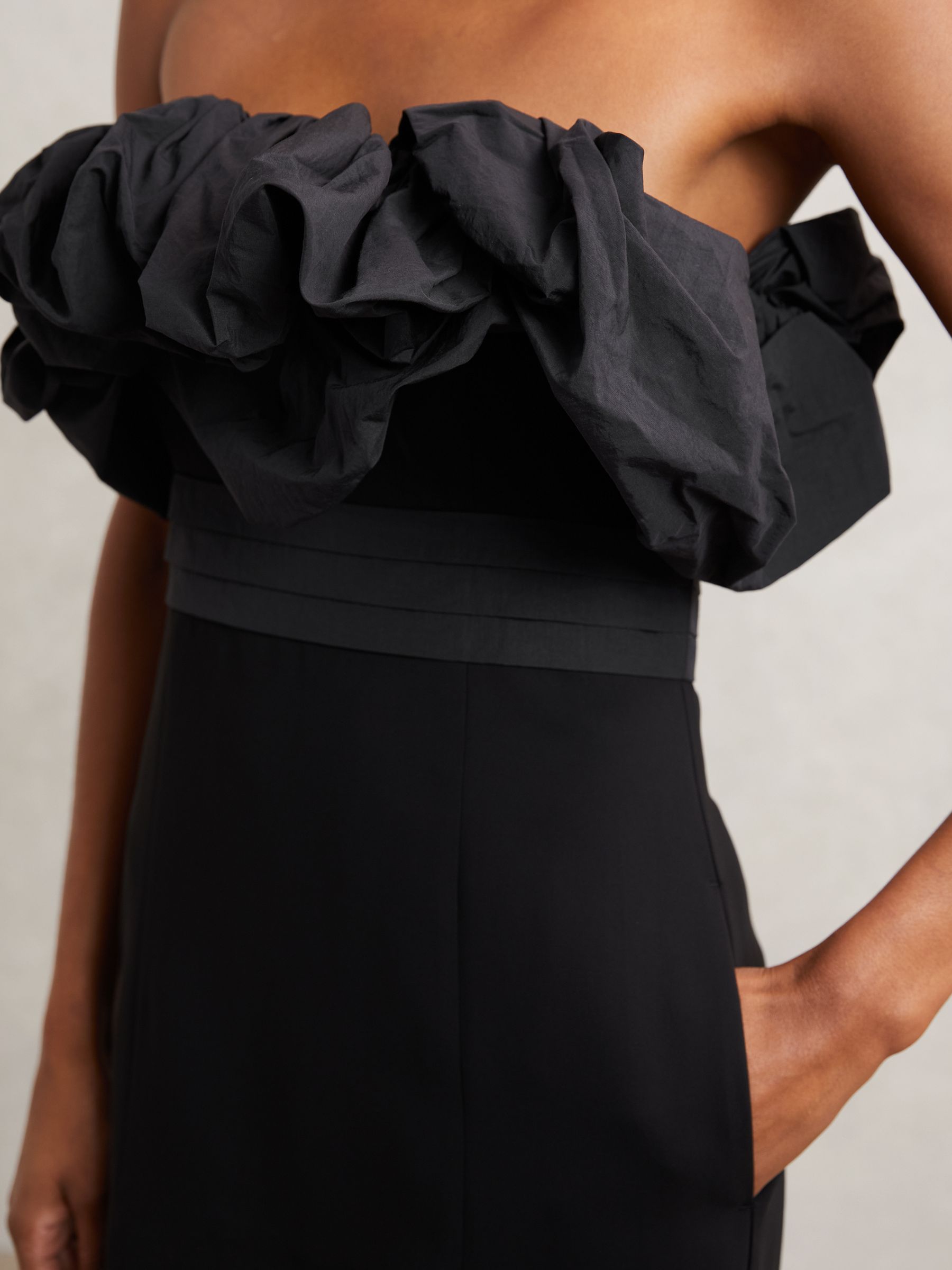 Sculptural Strapless Mini Dress in Black