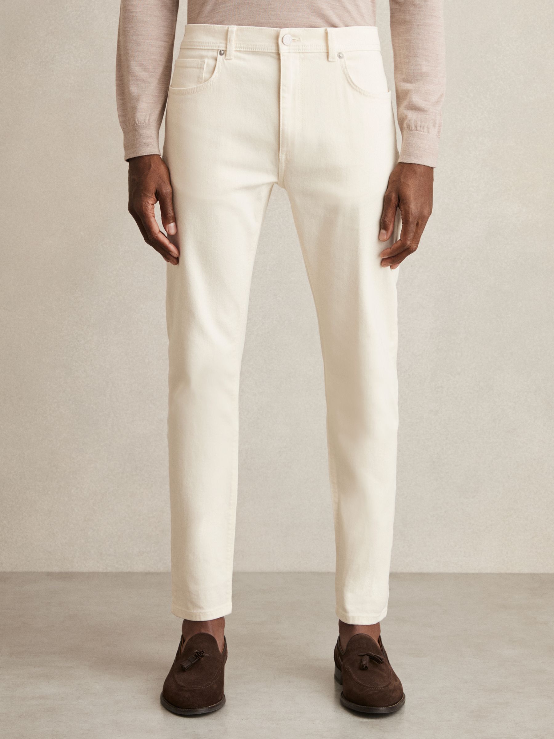 Cotton-Stretch Slim-Fit Jeans in White