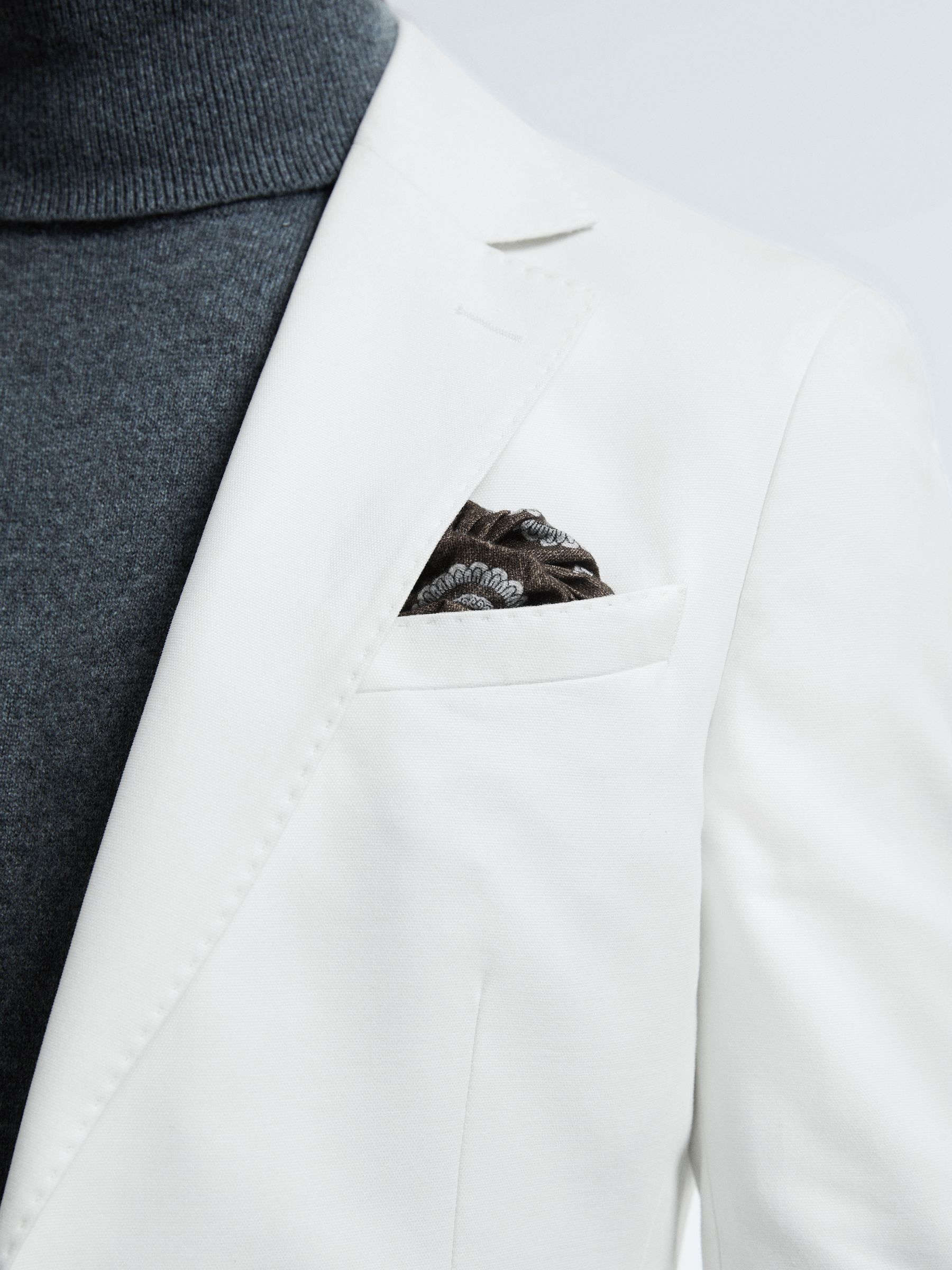 Atelier Sea Island Cotton Slim Fit Single Breasted Blazer in White