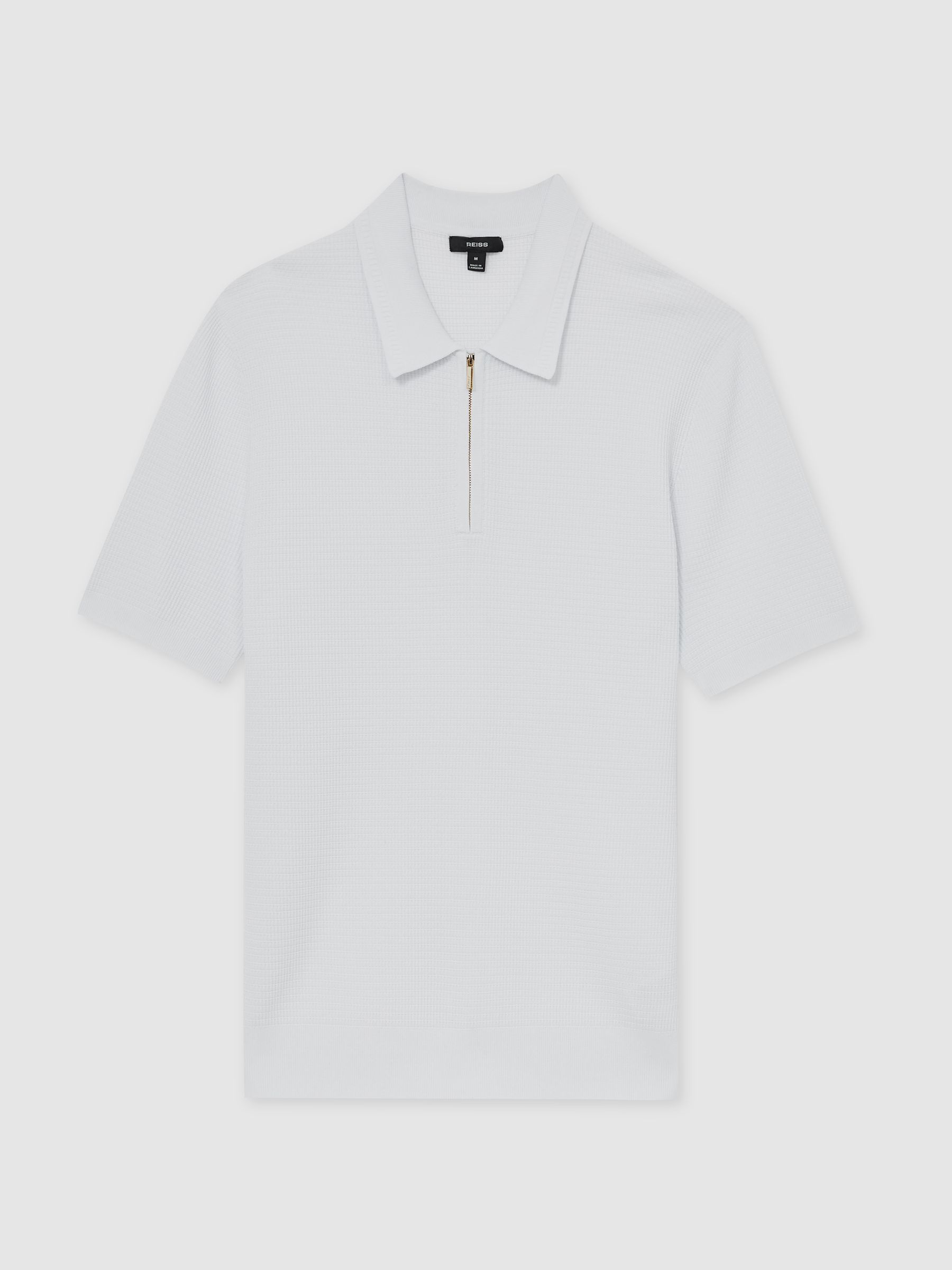 Textured Half-Zip Polo Shirt in White
