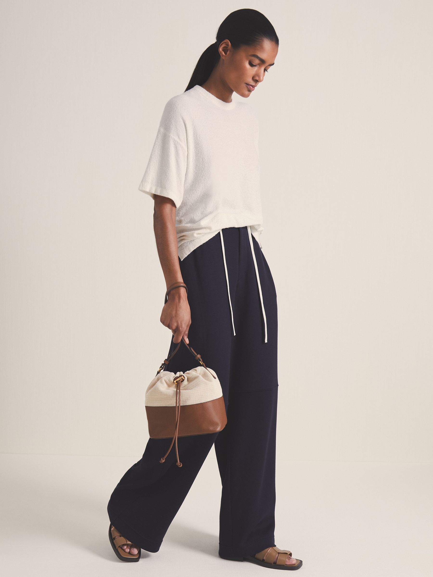 Reiss | Les 100 Ciels Bouclé T-Shirt in Ivory