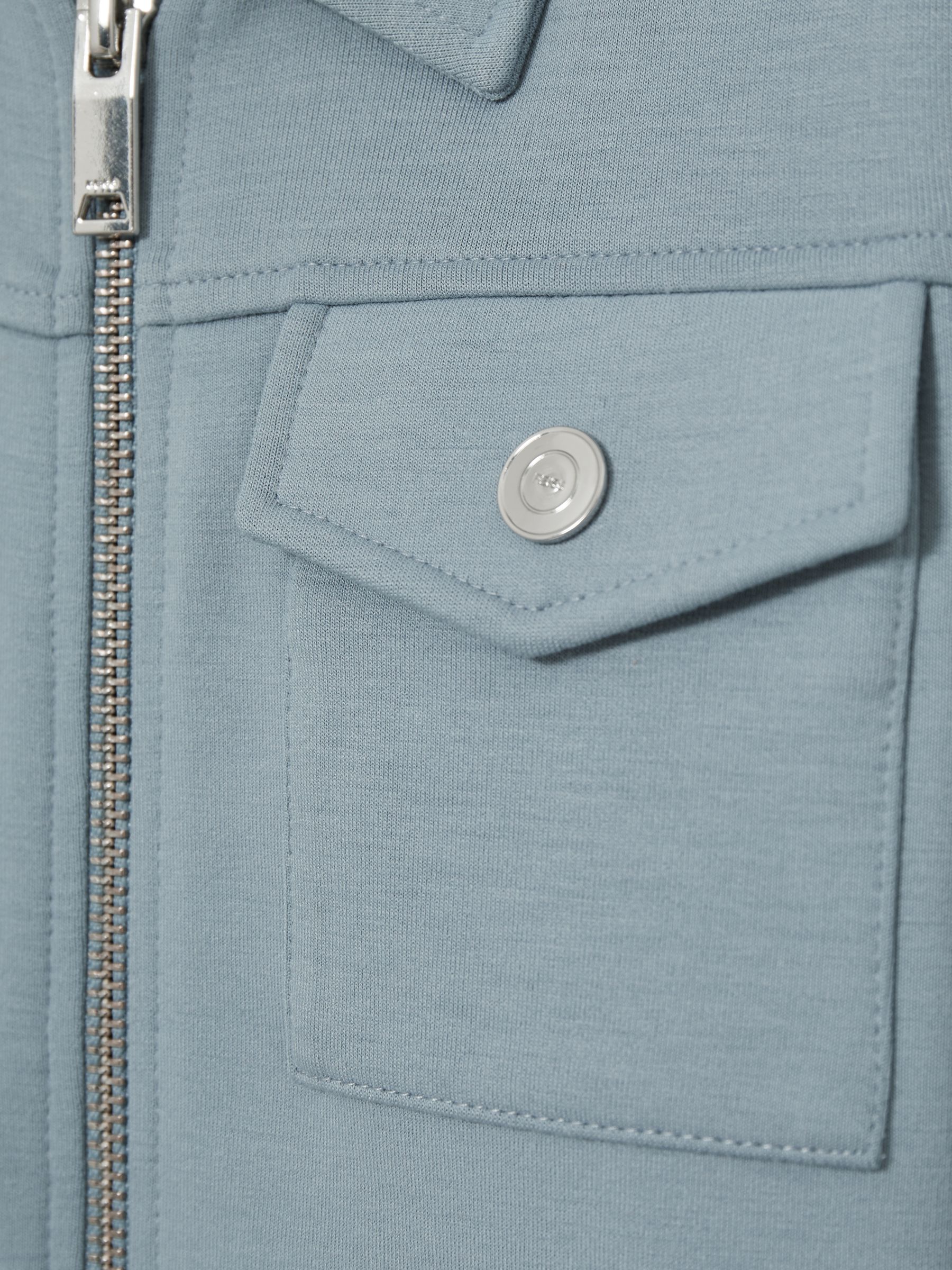 13-14 yrs Interlock Zip-Through Overshirt in Soft Denim Blue