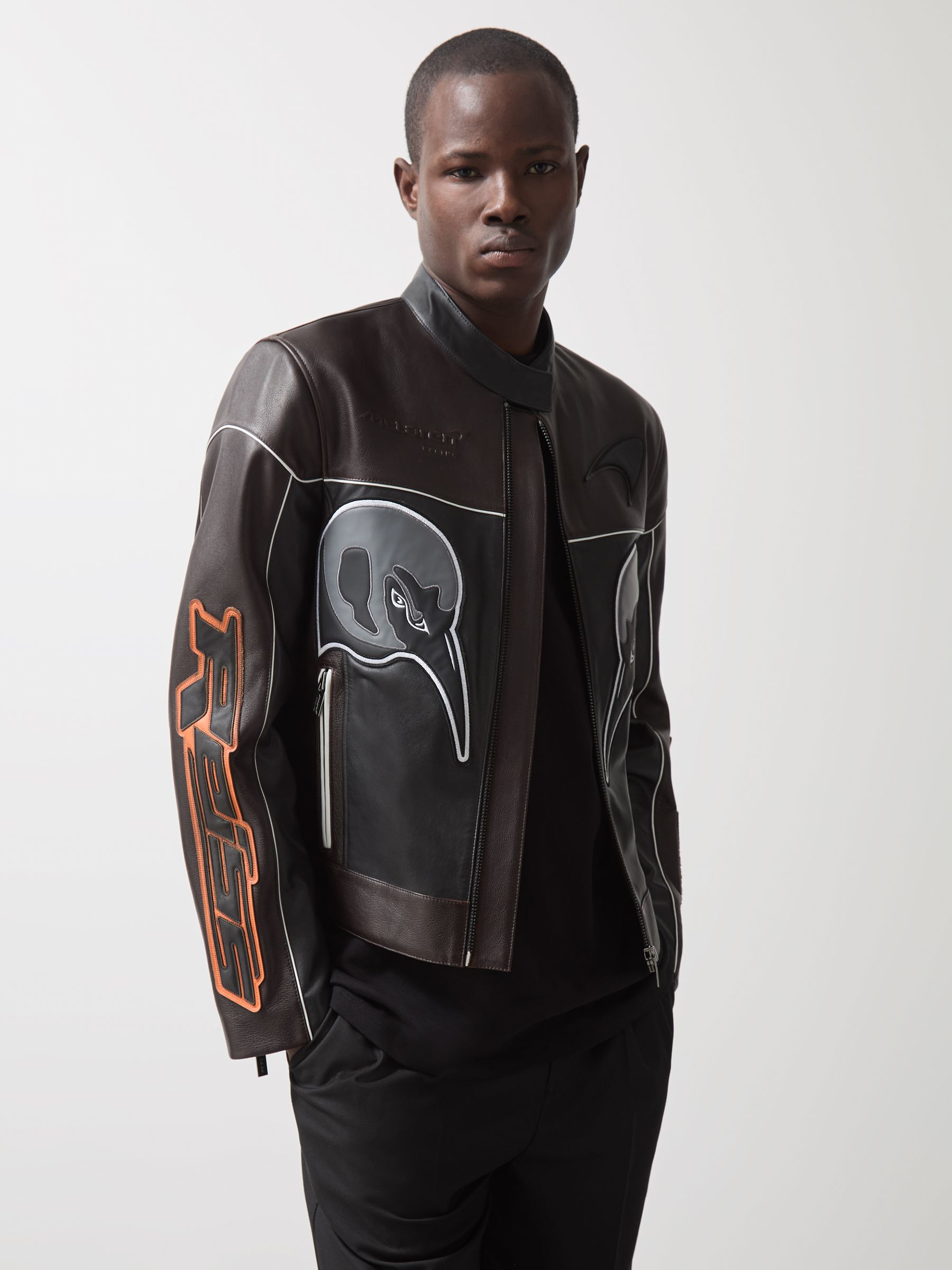 McLaren F1 Team Leather Biker Jacket in Black