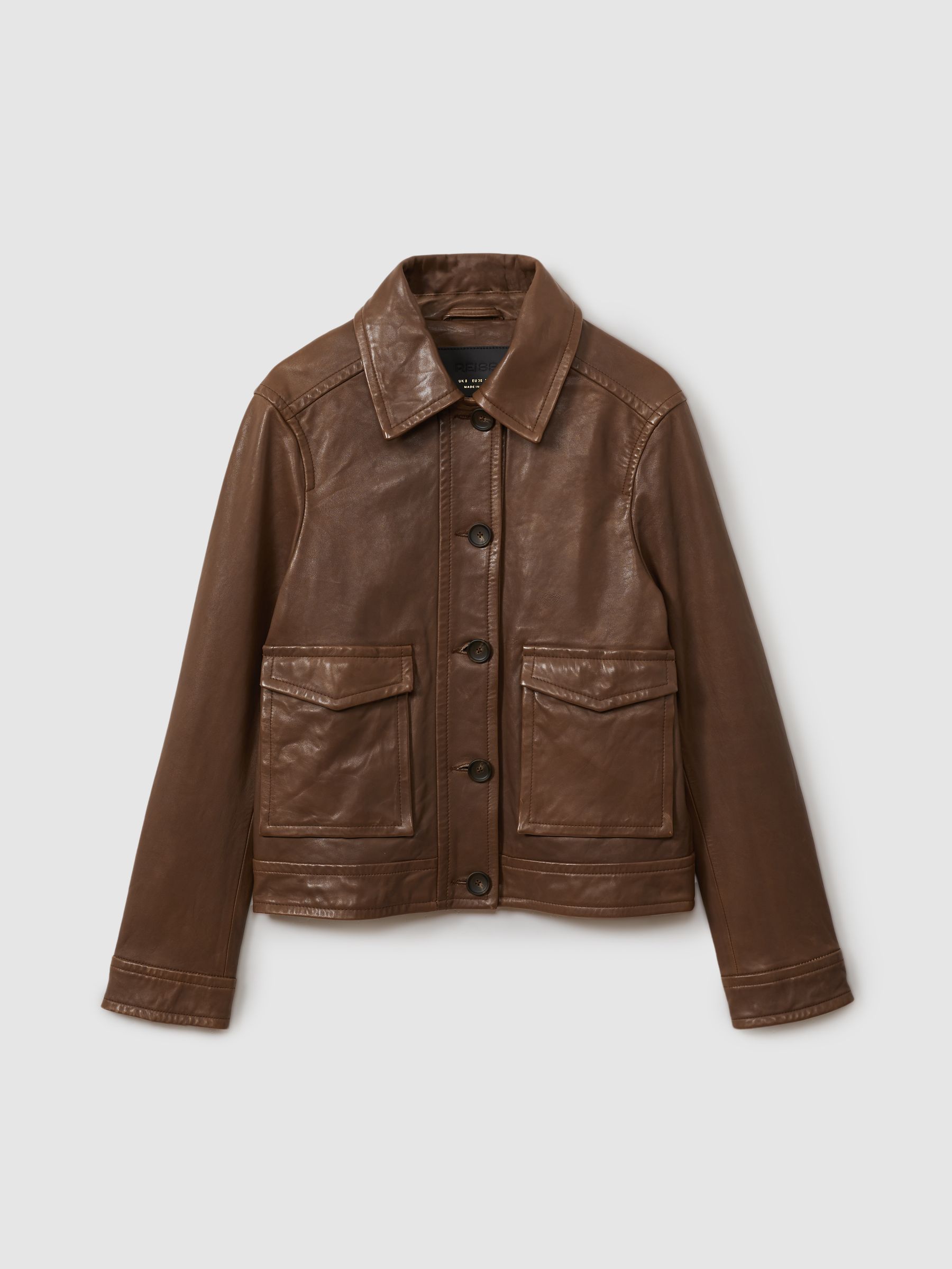 Leather Trucker Jacket in Chocolate