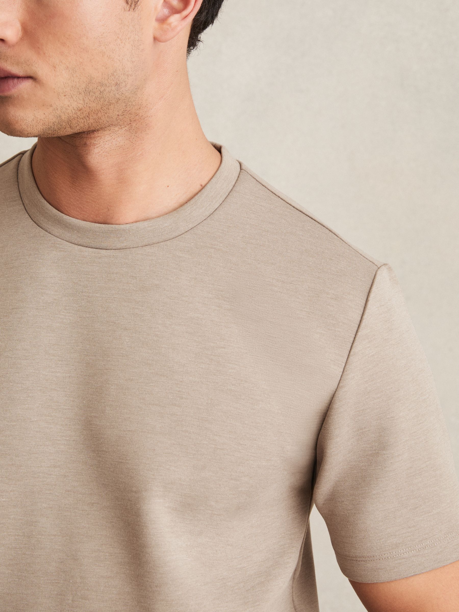 Interlock Jersey Crew Neck T-Shirt in Taupe Brown