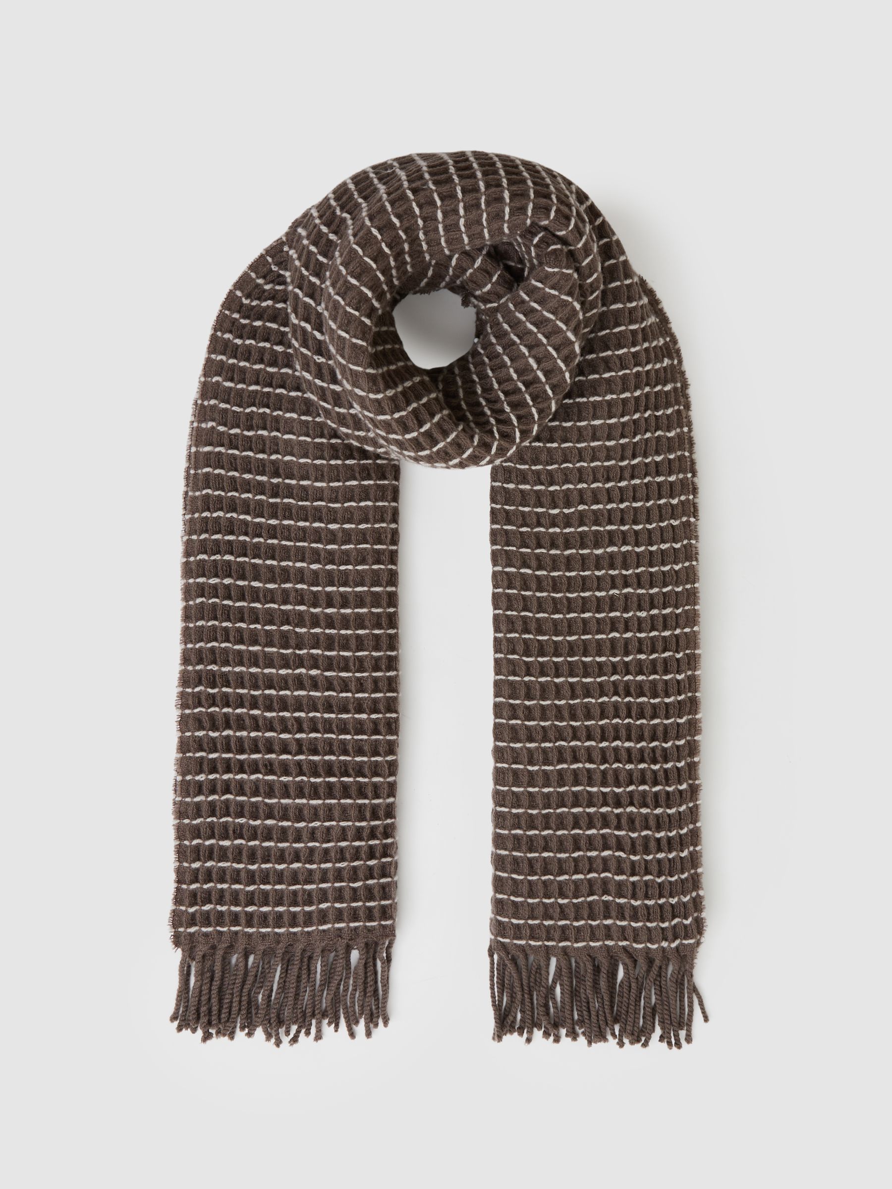 Wool Waffle Scarf in Taupe
