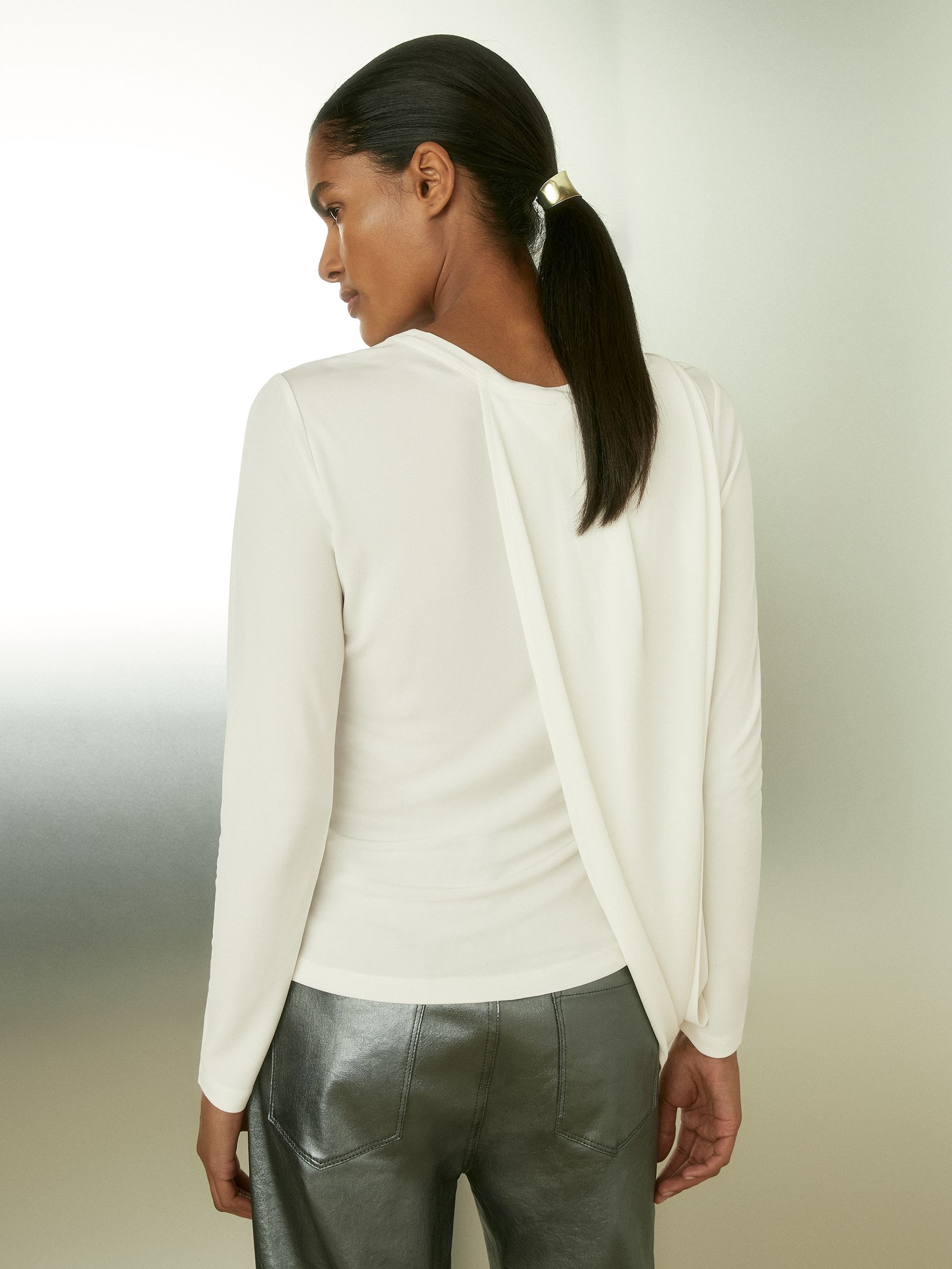 Draped-Jersey Top in Ivory