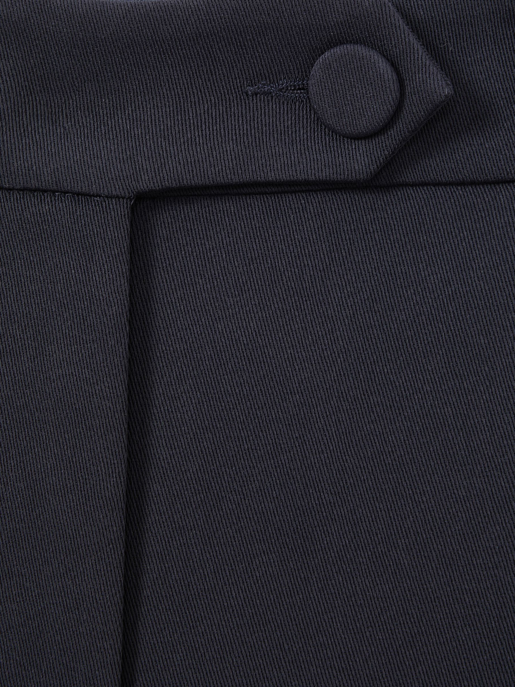 Wide Leg Split Hem Trousers in Navy