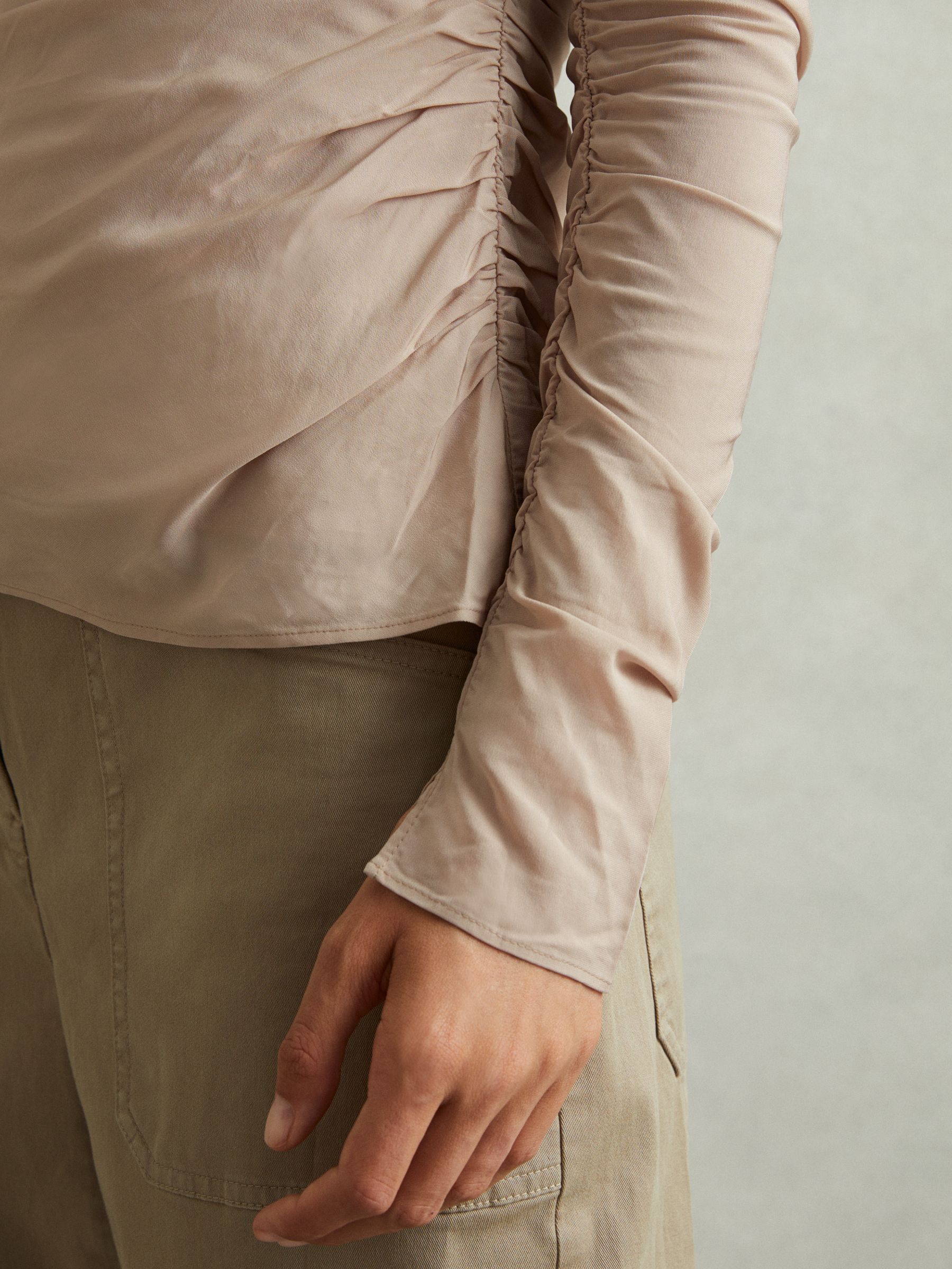 Eleni Blush Ruched Long Sleeve Top