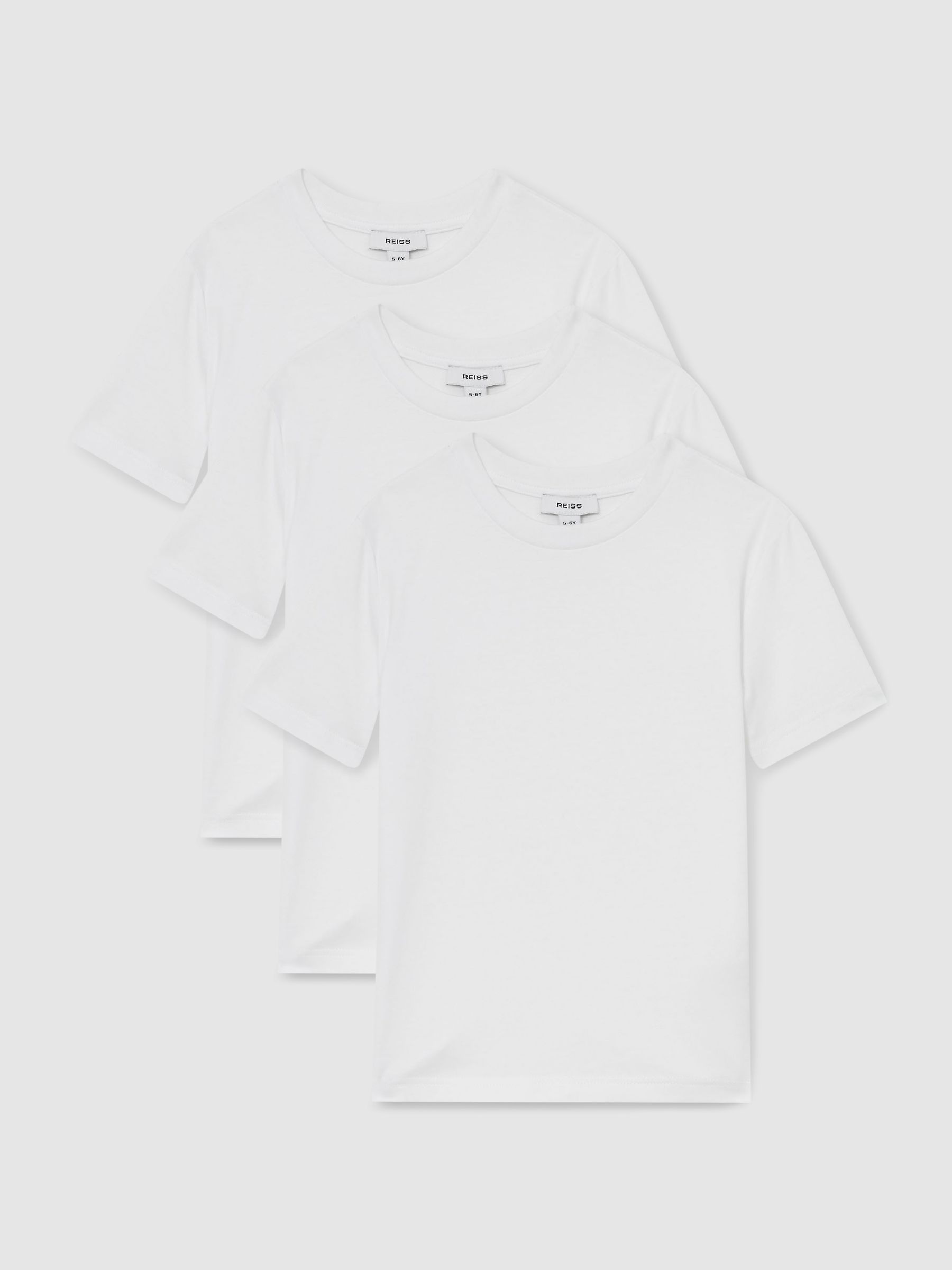9-13 yrs Cotton Crew-Neck T-Shirts 3 Pack in White