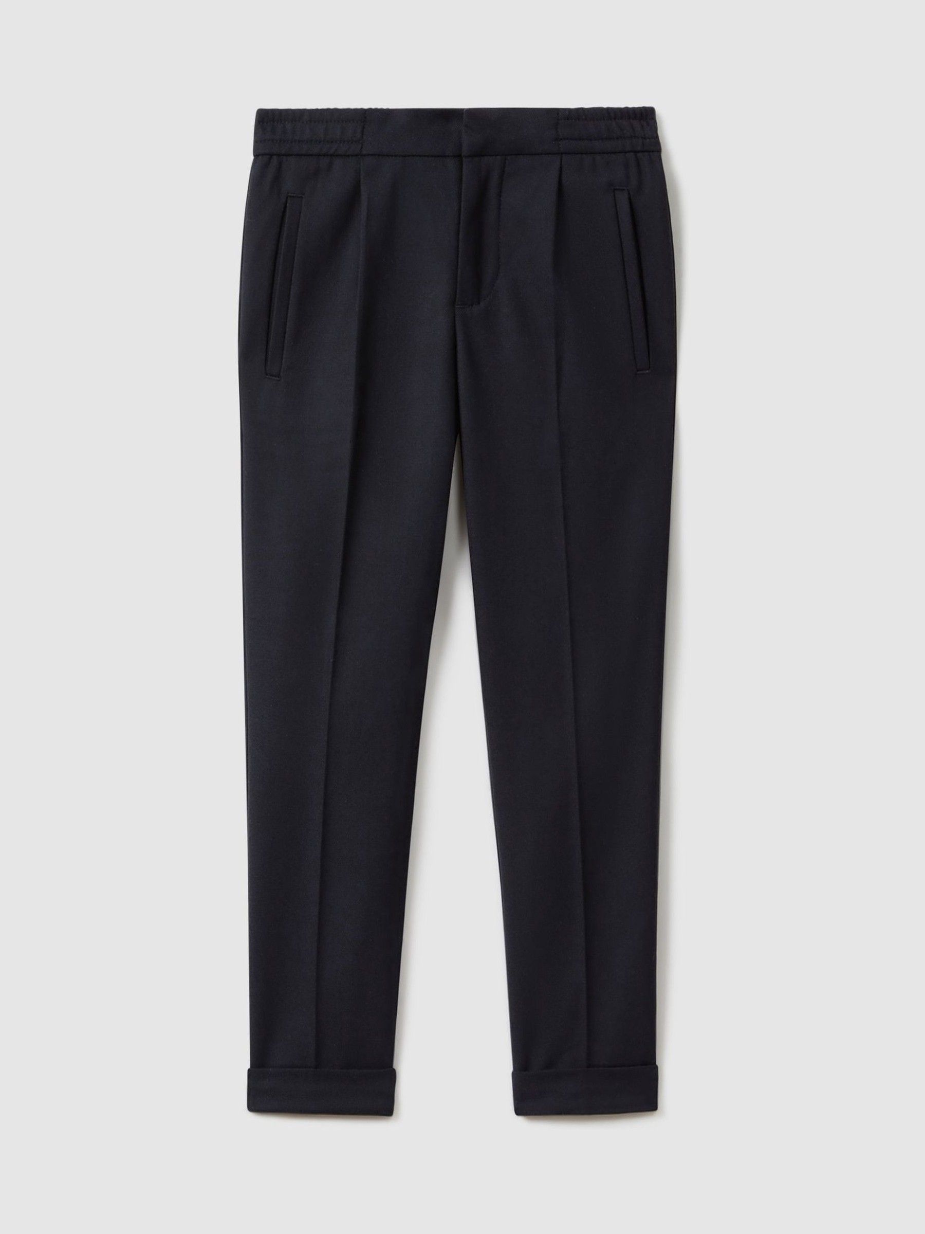 9-14 yrs Relaxed Elasticated Trousers with Turn-Ups in Navy