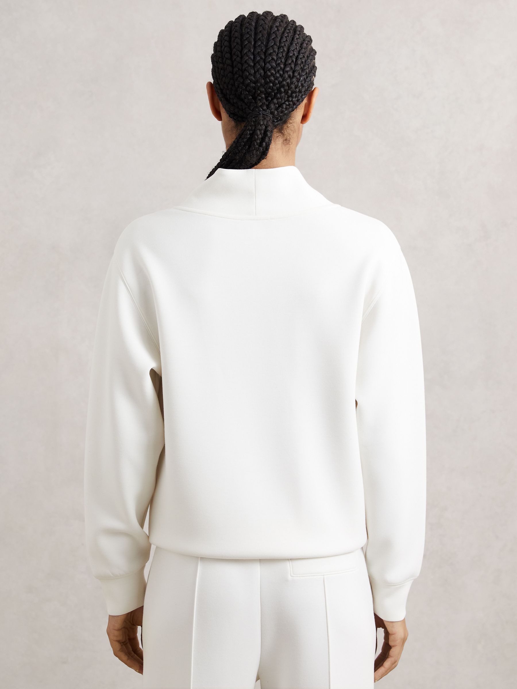 Interlock Shawl-Neck Sweatshirt with Modal in Ivory