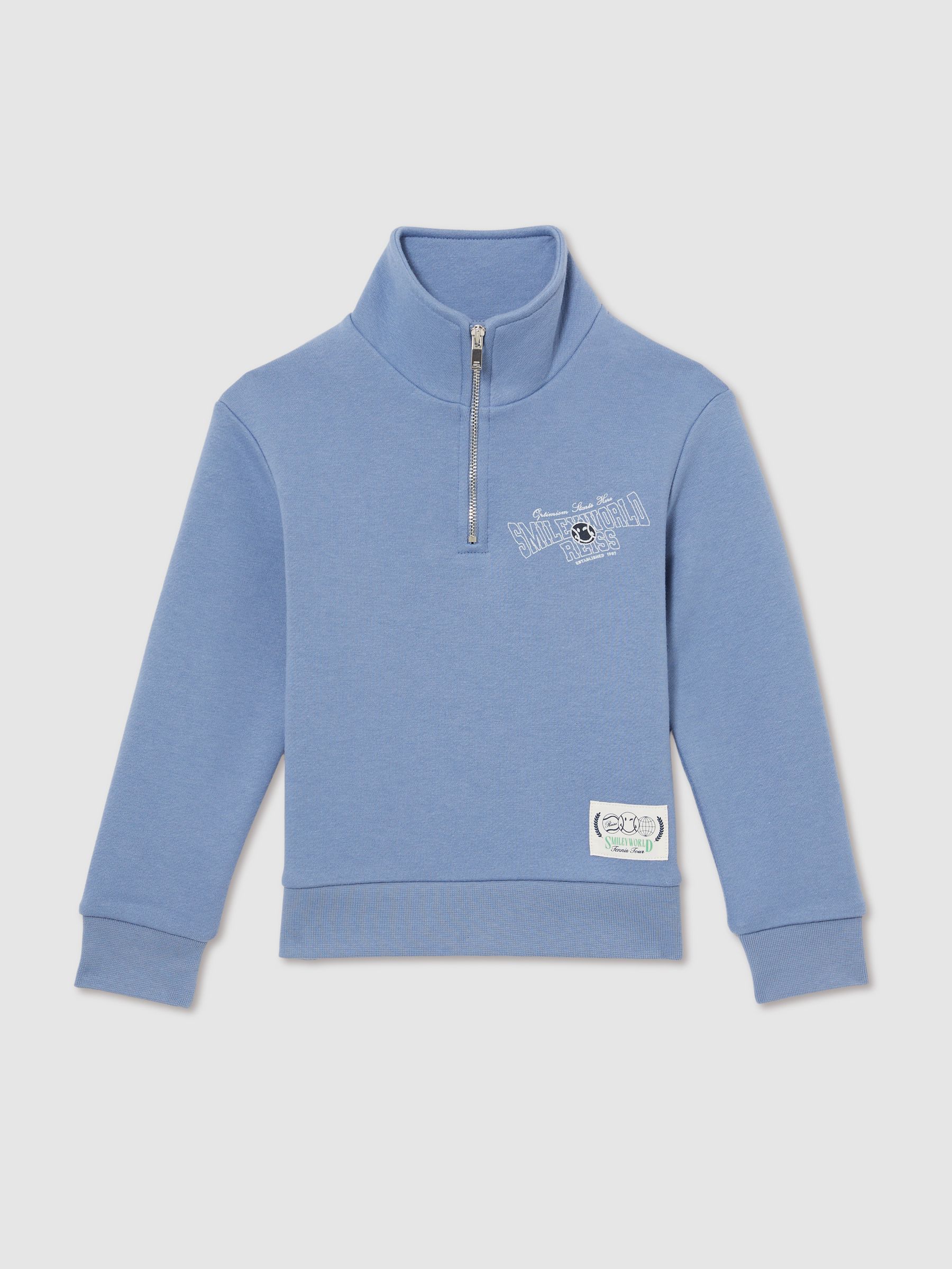 9-13 yrs SmileyWorld | Reiss Half-Zip Sweatshirt Unisex Fit in Blue