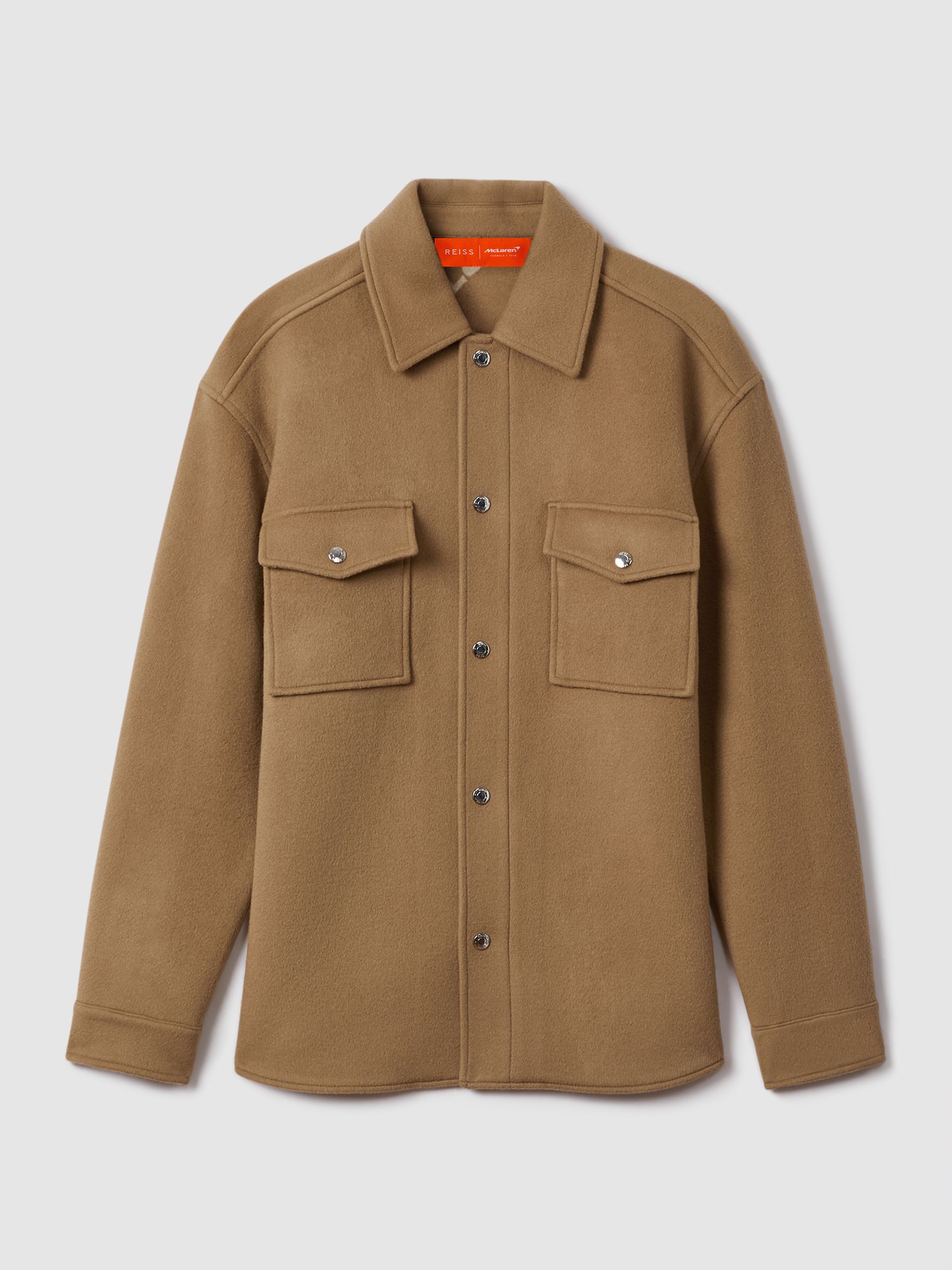 McLaren F1 Wool Blend Twin Pocket Overshirt in Camel