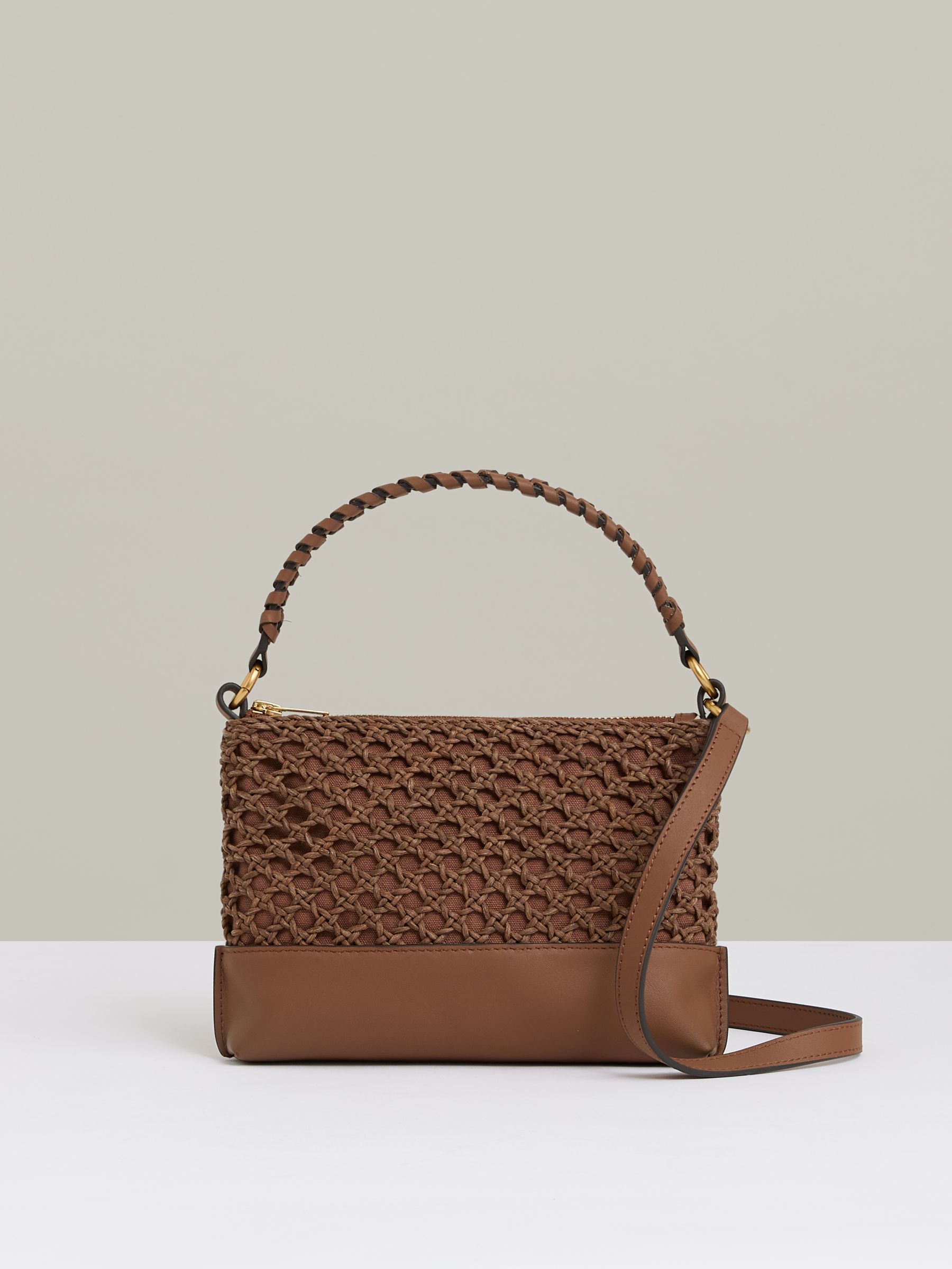 Weave Cross-Body Bag in Tan