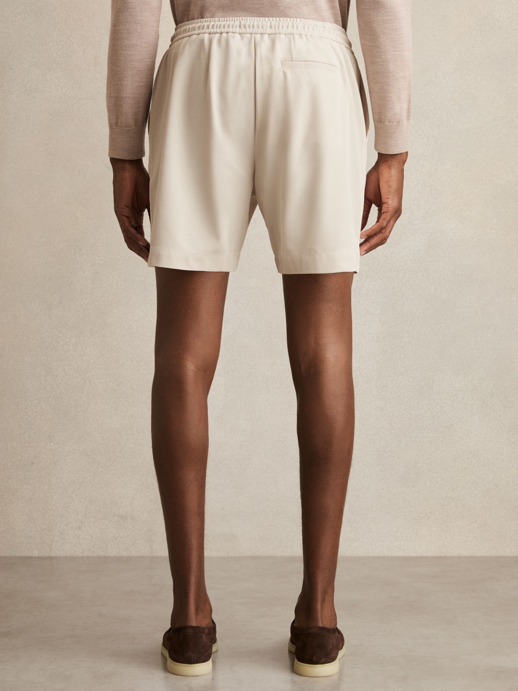 Textured Drawstring Shorts in Stone