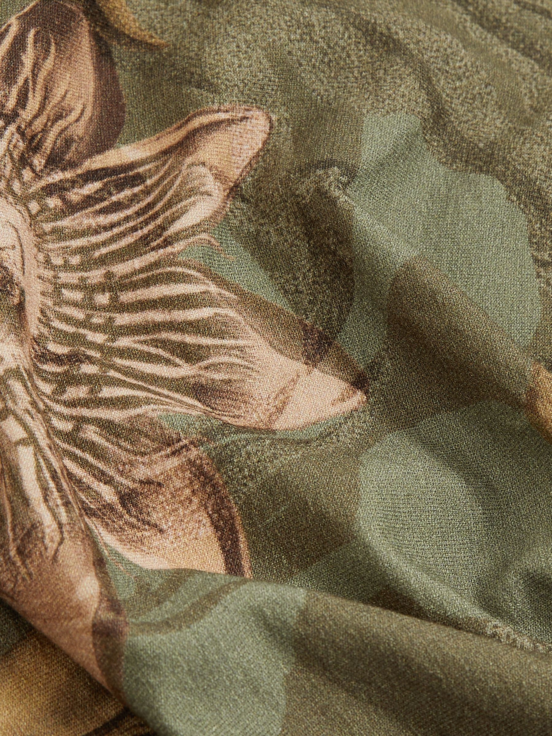 Reiss | NYBG Floral Ruched Jersey Dress in Khaki