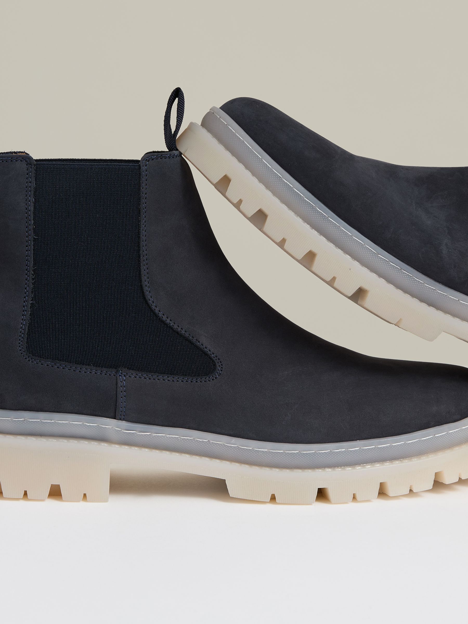 Suede Contrast Sole Chelsea Boots in Dark Navy