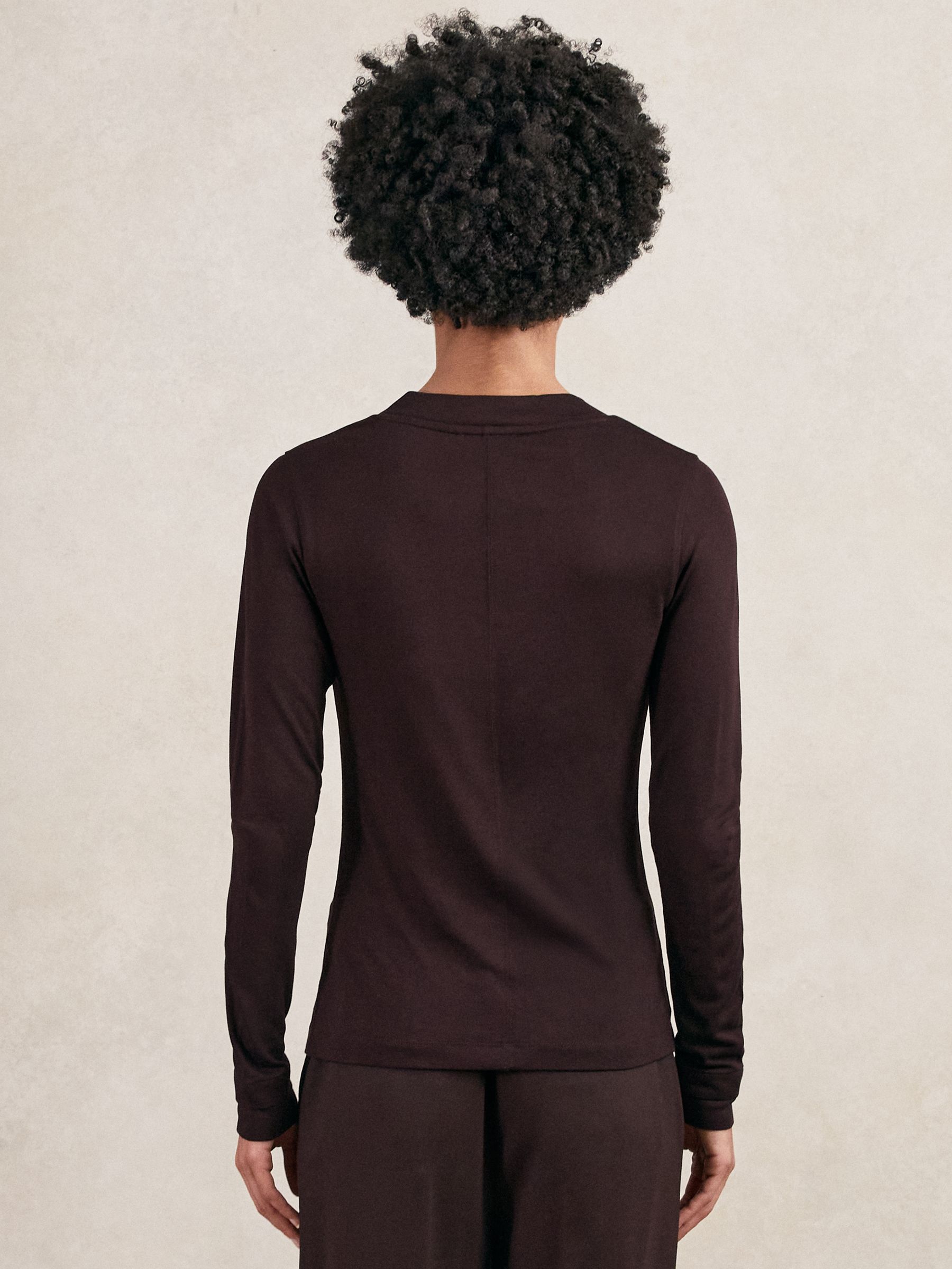 Jersey V-Neck Top in Plum