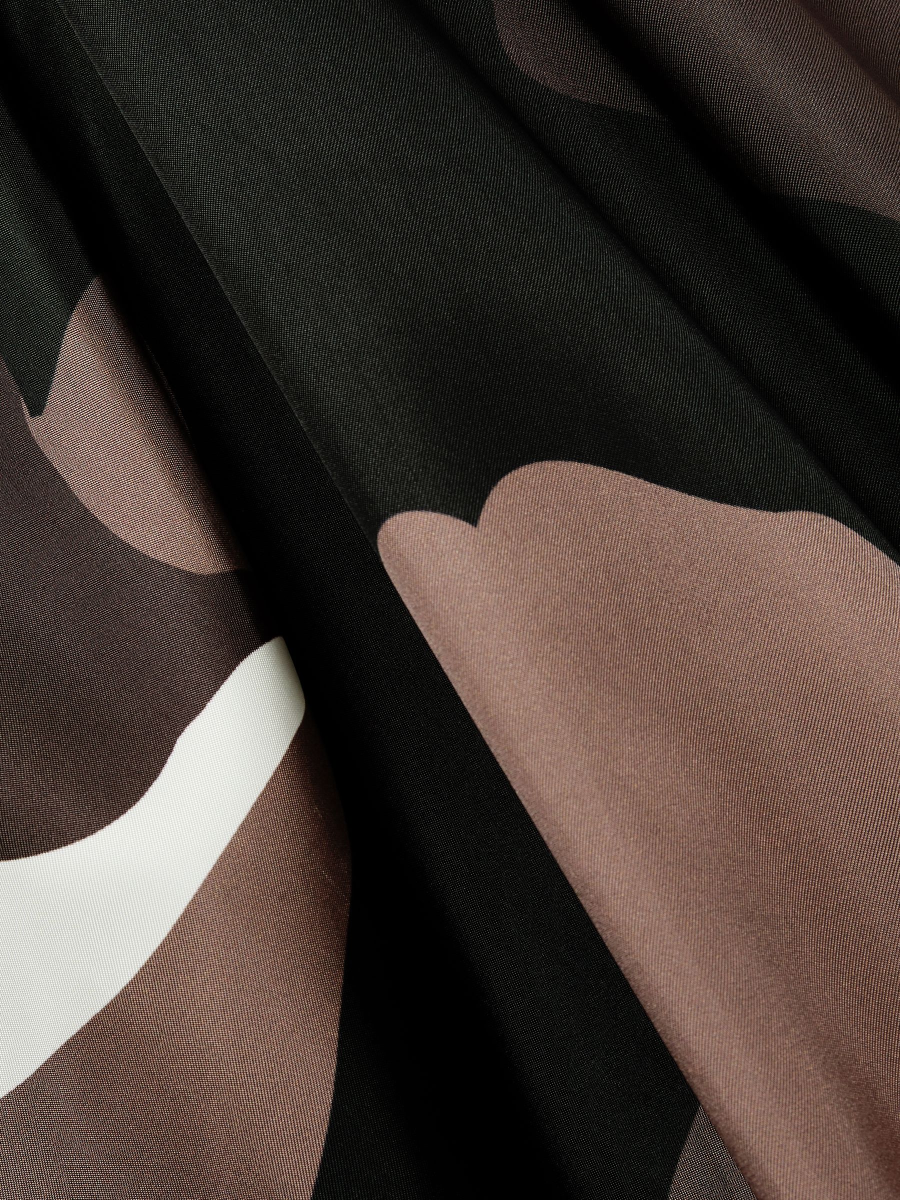 Petite Satin Floral Tuck Midi Dress in Brown