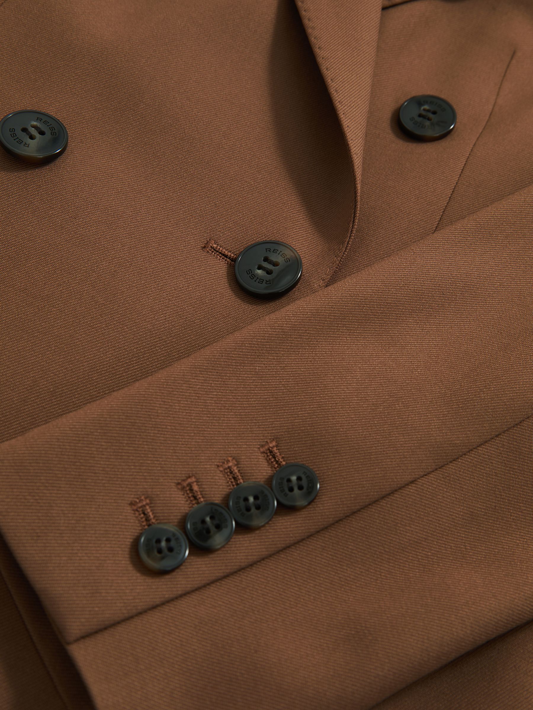Wool-Blend Double-Breasted Suit Blazer in Tan