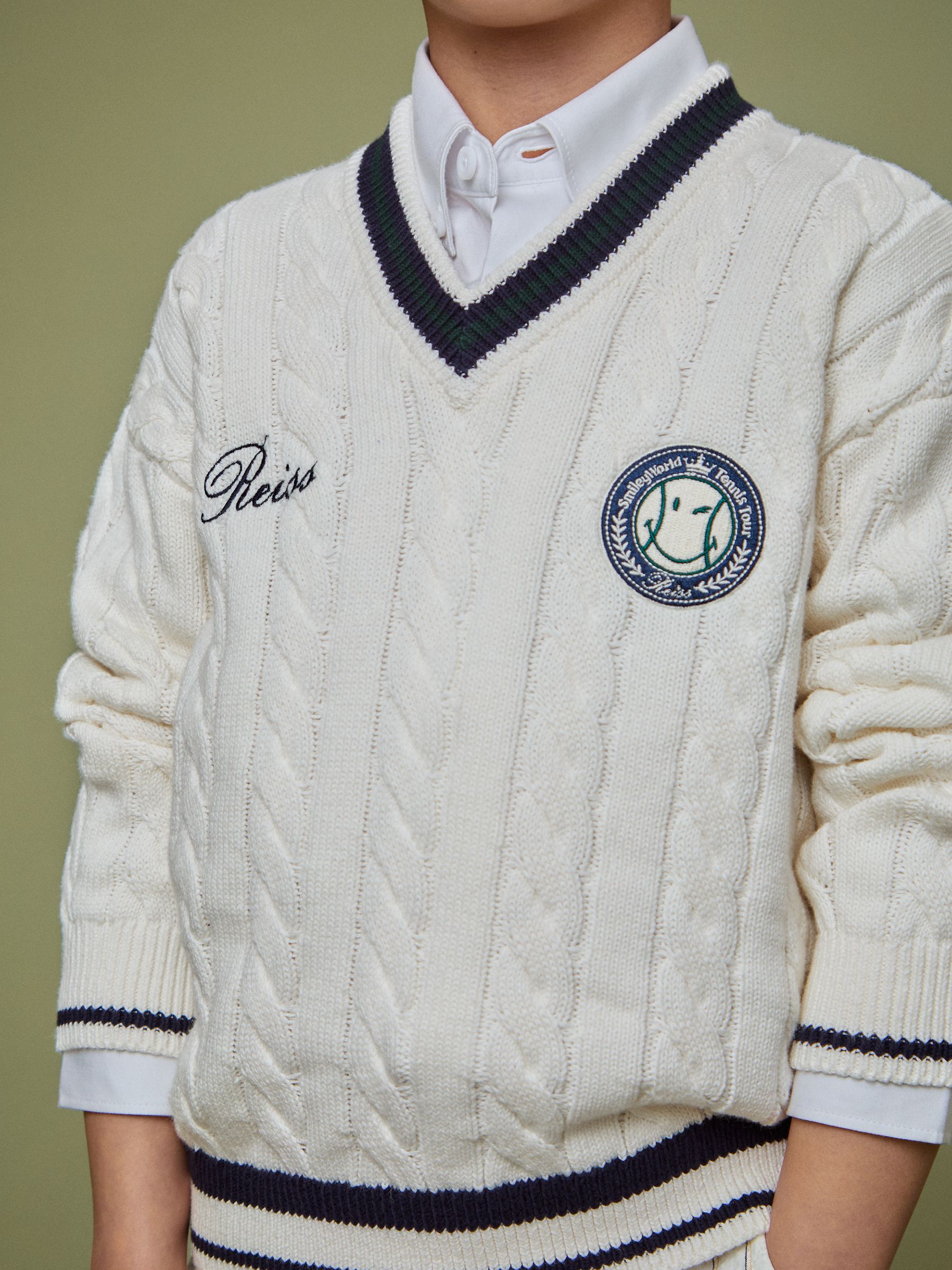 9-13 yrs SmileyWorld | Reiss Cable-Knit Jumper Unisex Fit in Off White