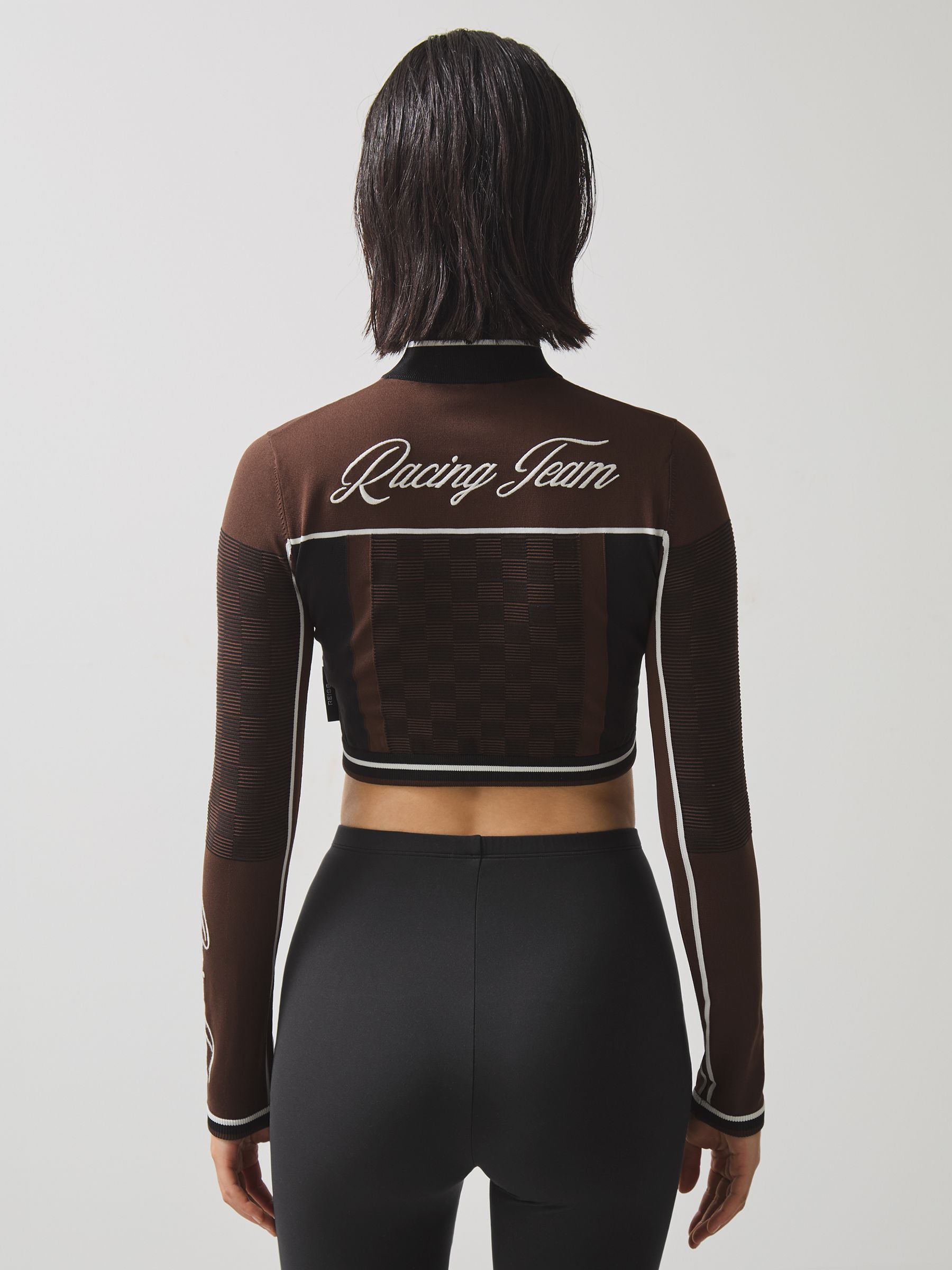 McLaren F1 Team Half-Zip Crop Top in Chocolate Brown