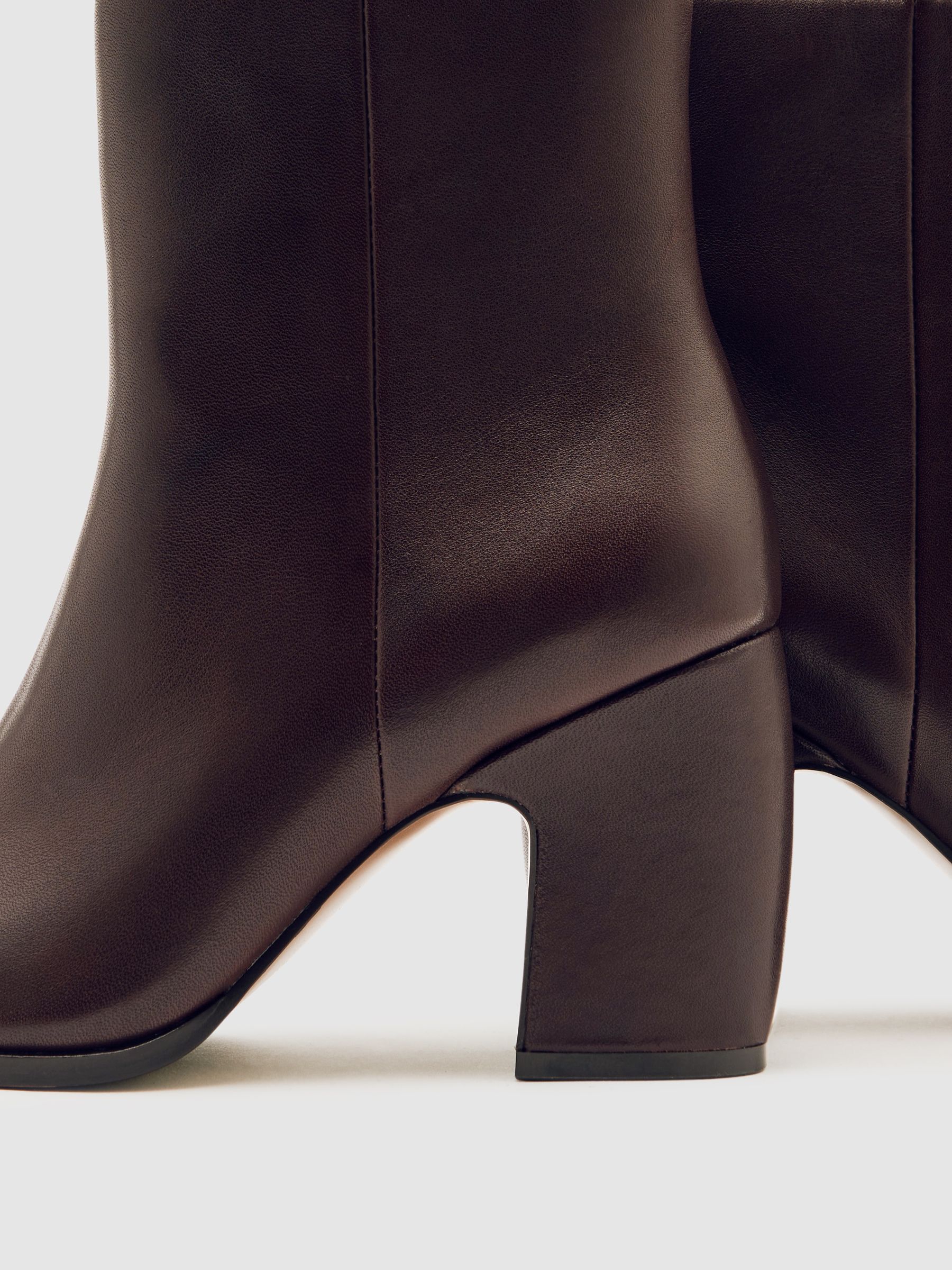Leather Blocked Heel Ankle Boots in Oxblood