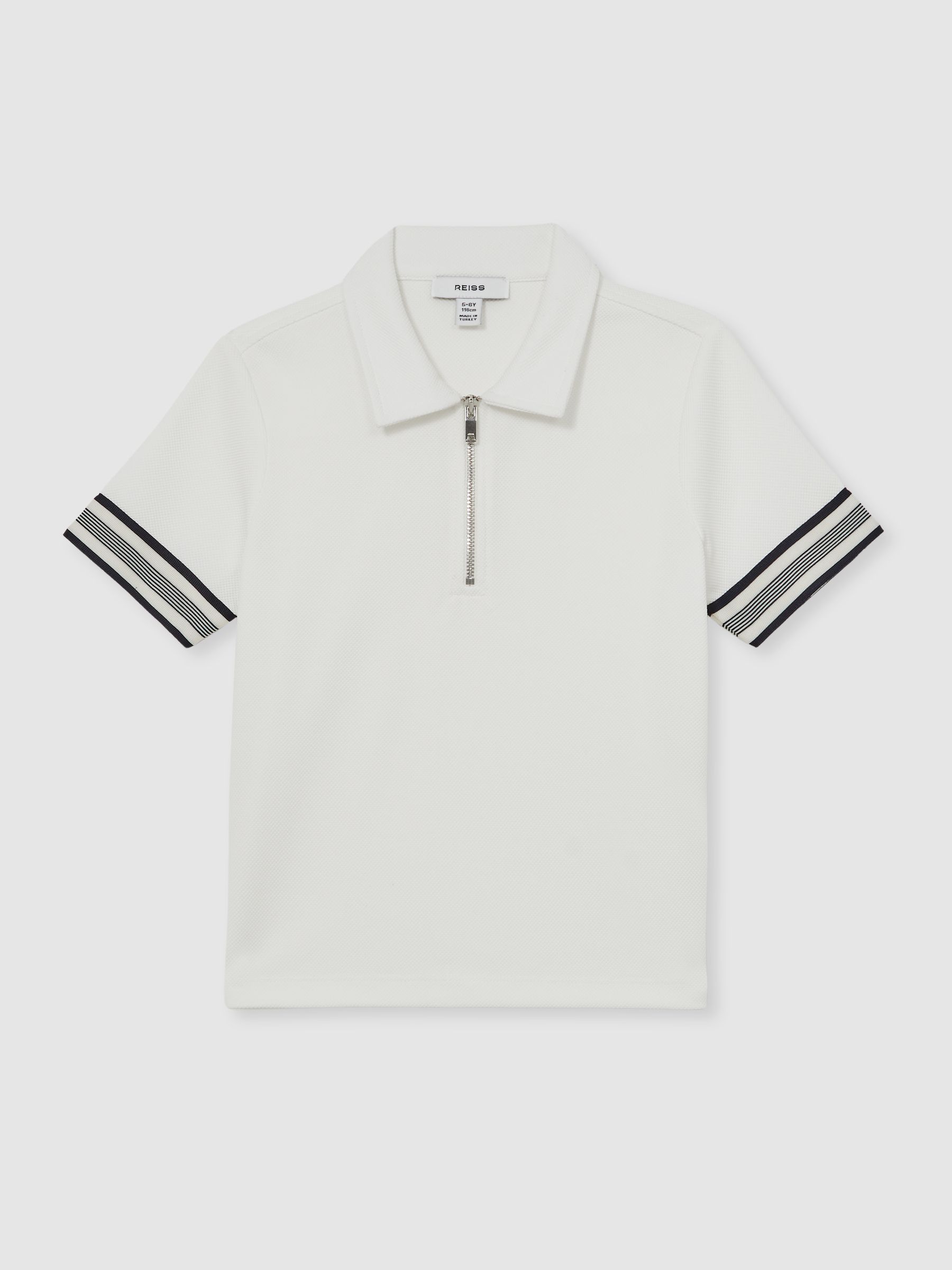 9-13 yrs Textured Half Zip Polo Shirt in White