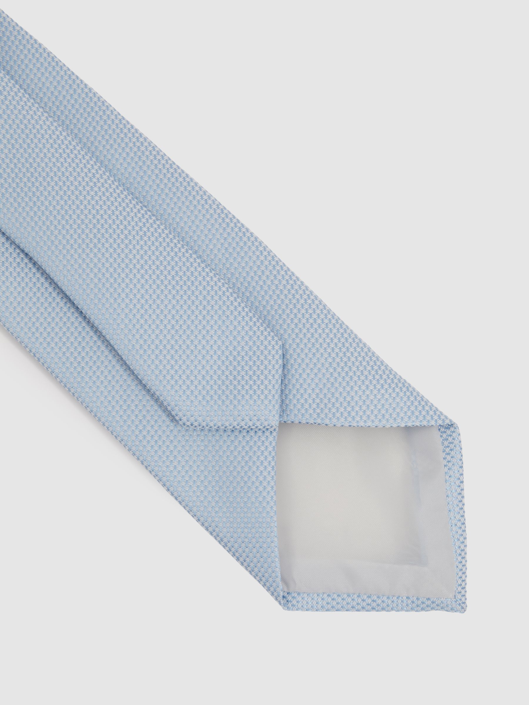 Textured Silk Blend Tie in Light Blue