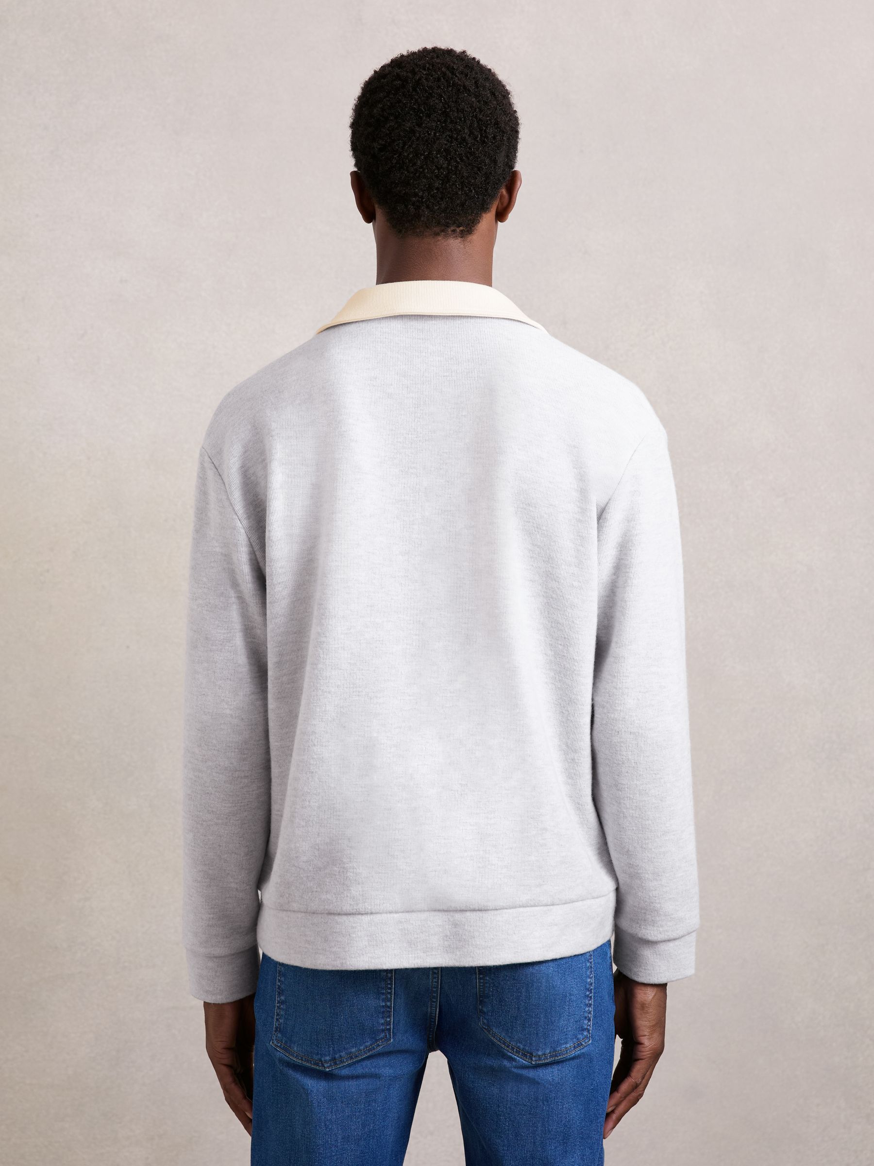 Polo Shirt in Grey Marl/White