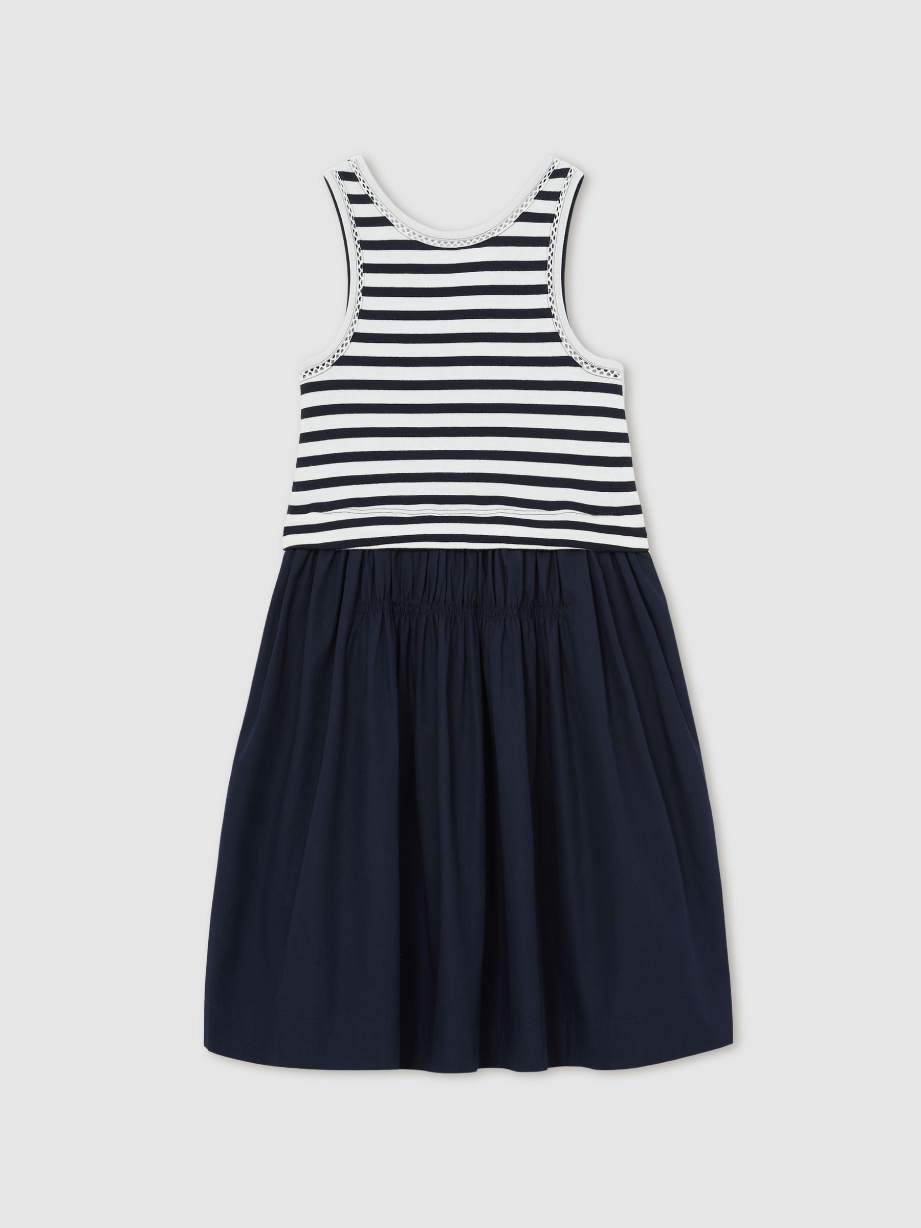 3-9 yrs Cotton Layered Sleeveless Midi Dress in Navy