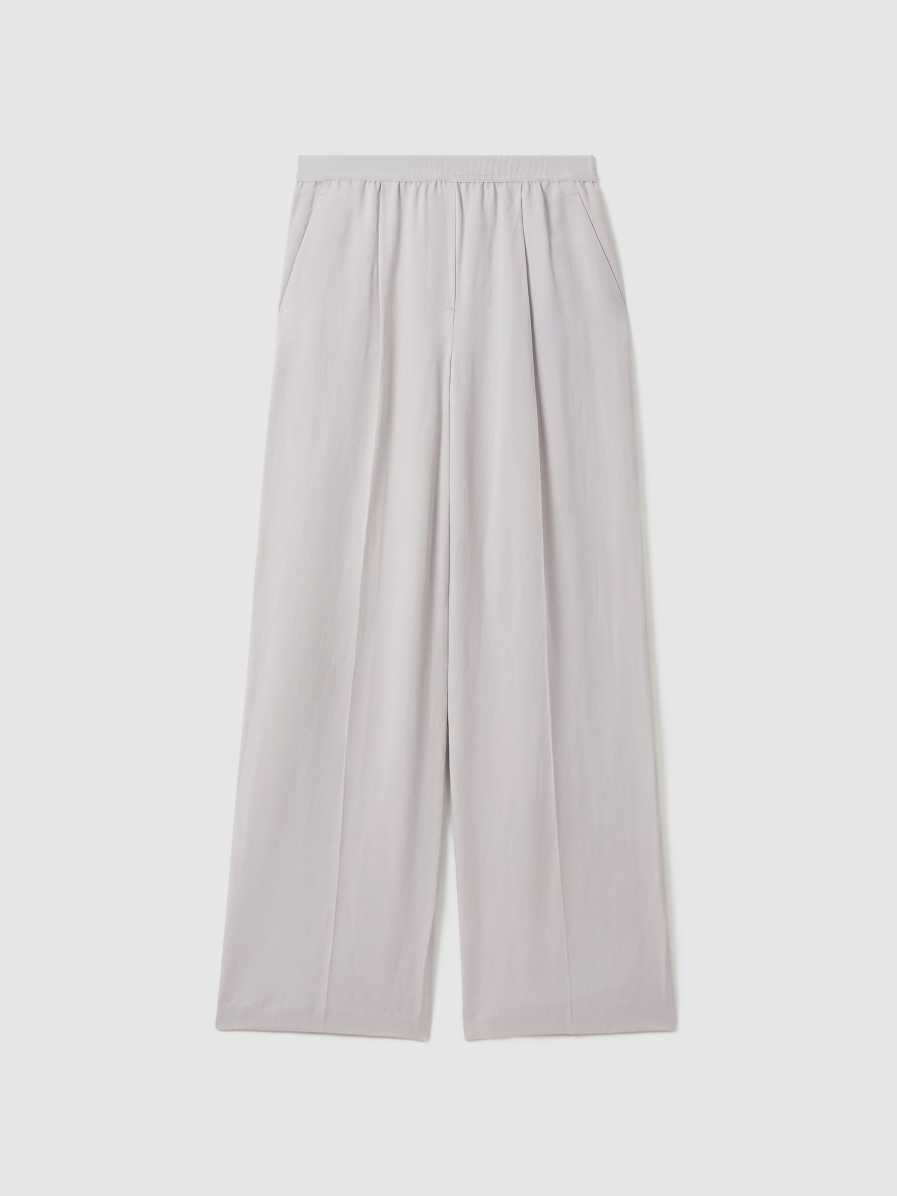 Lyocell-Linen Wide Leg Trousers in Light Blue