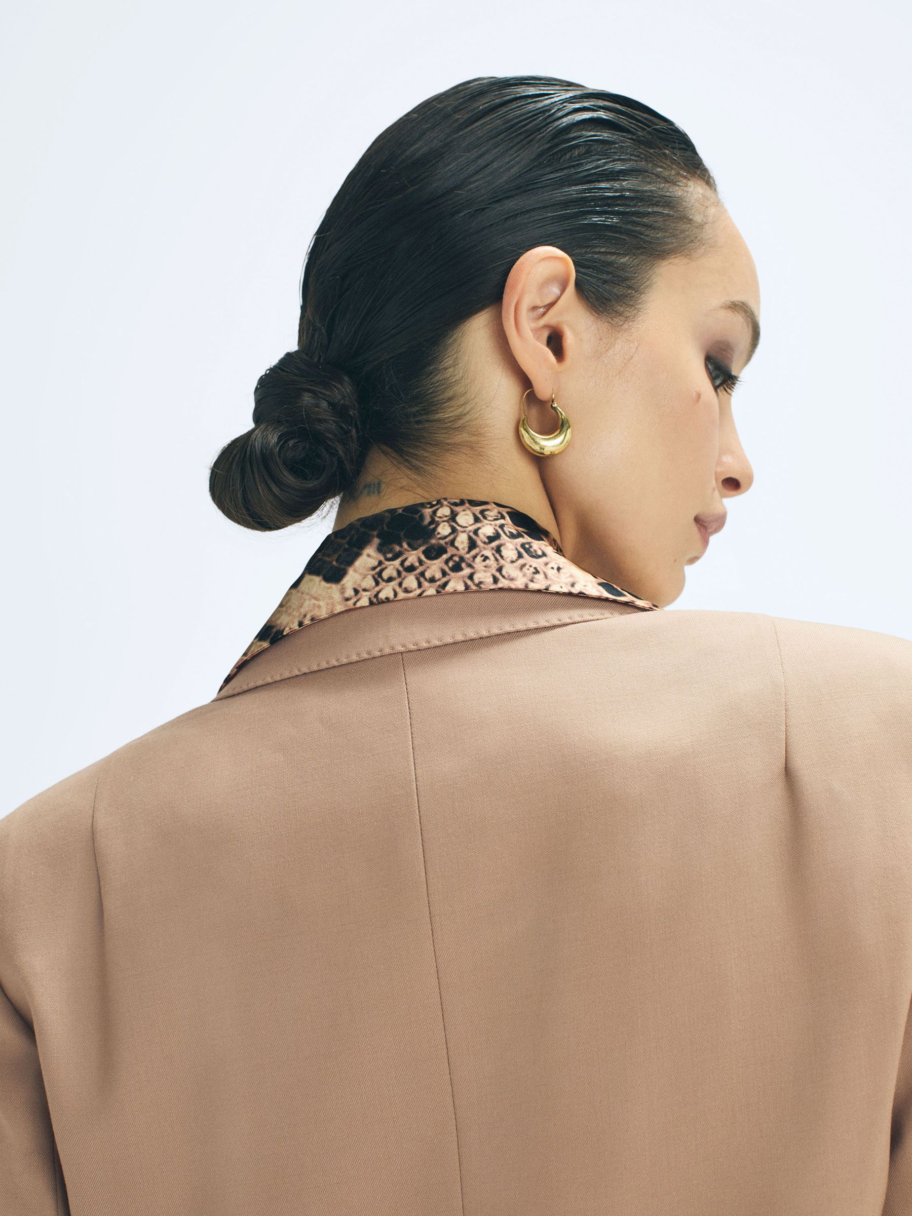 Silk Snake Print Drape Back Shirt in Snake