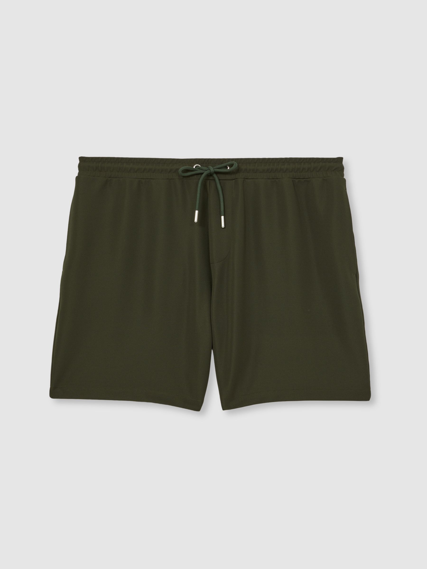 Textured Drawstring Shorts in Green