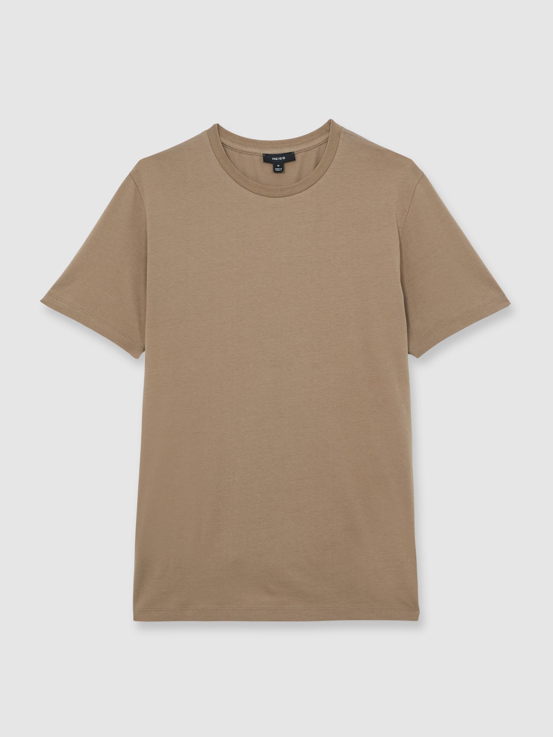 Cotton Crew Neck T-Shirt in Light Taupe Brown