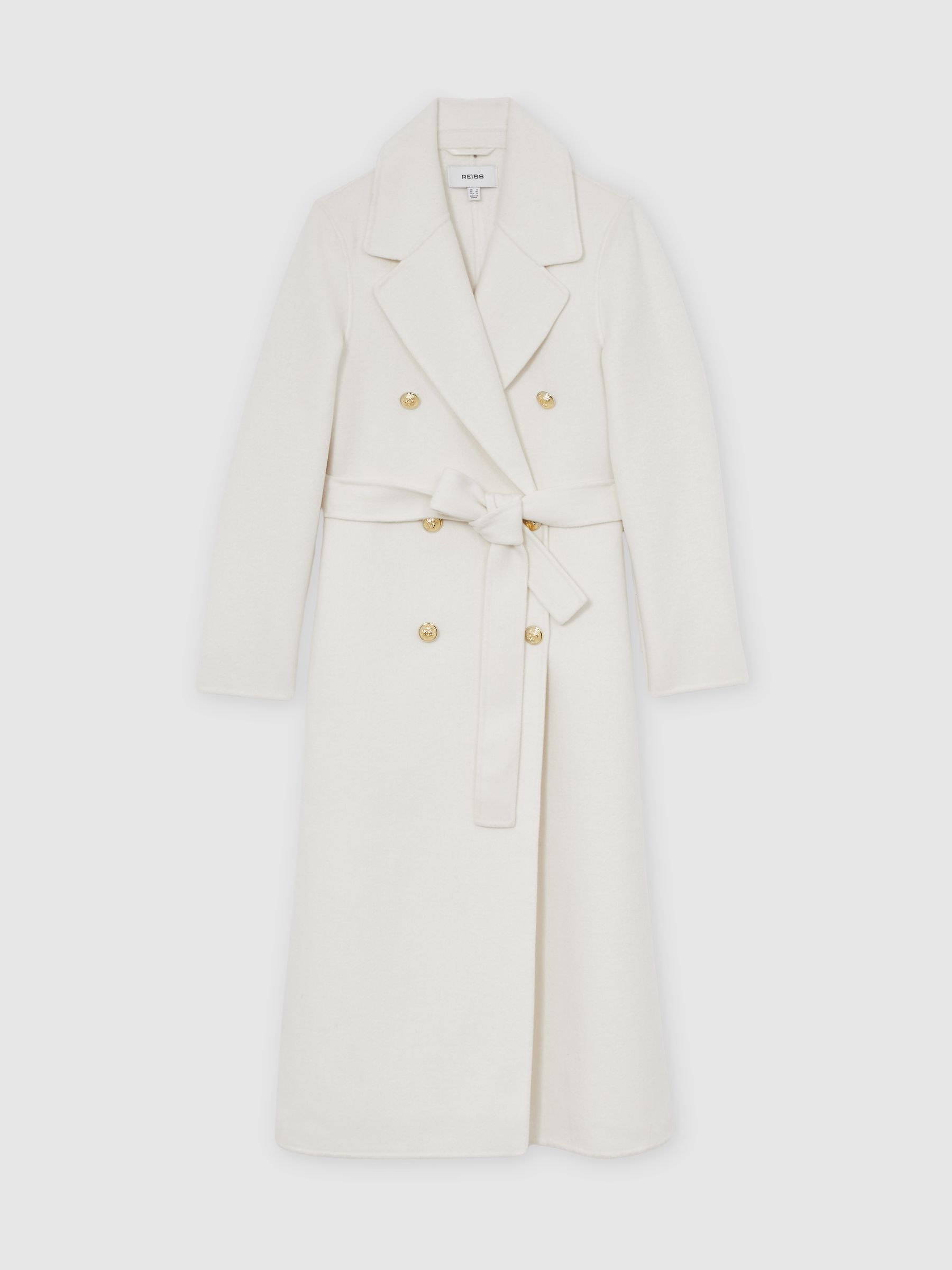 Double-Breasted Blindseam Coat Wool-Blend in Cream