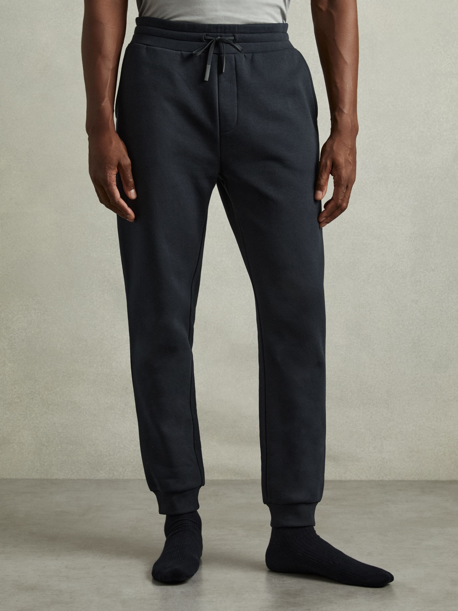 Cotton-Blend Jersey Joggers in Navy